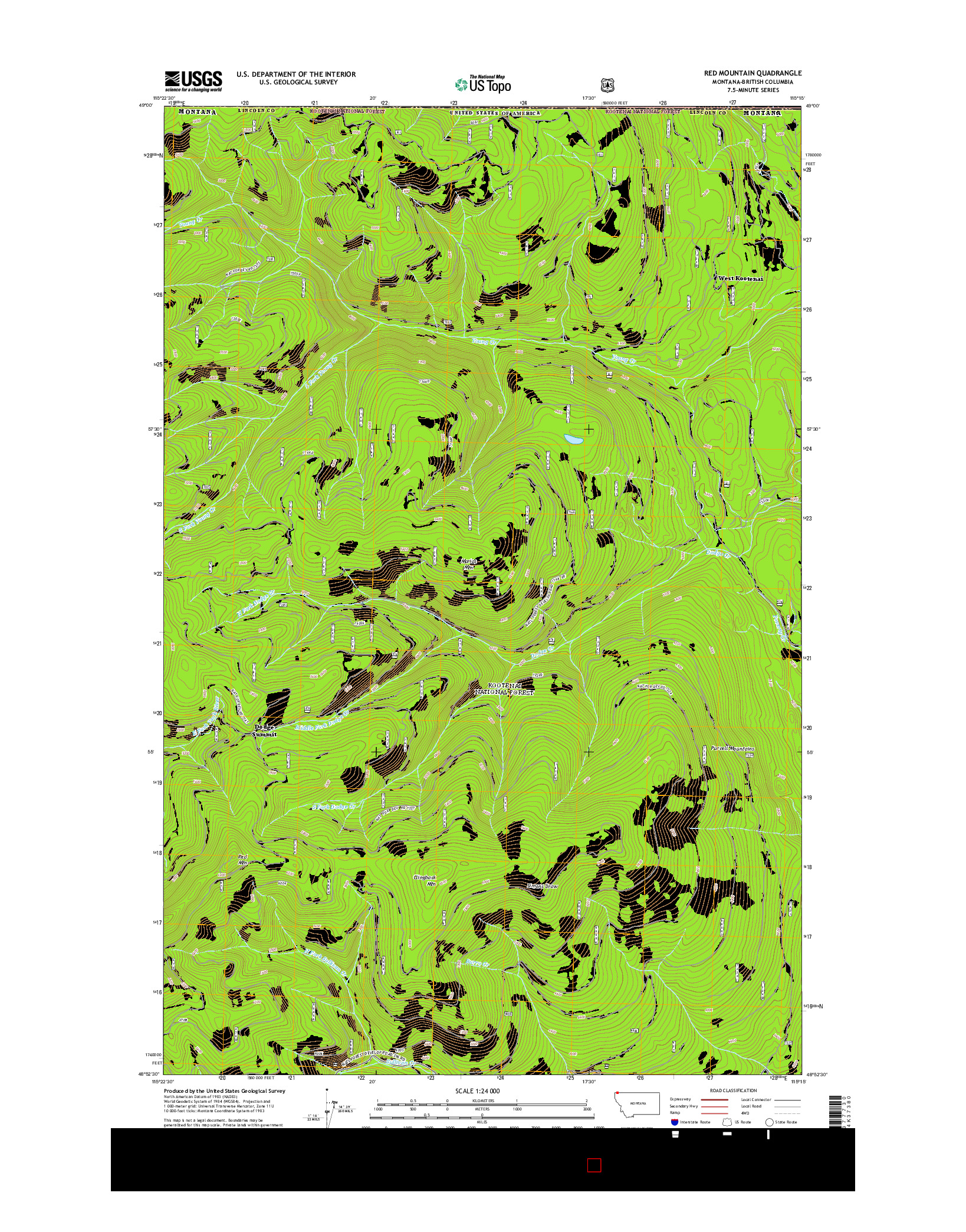 USGS US TOPO 7.5-MINUTE MAP FOR RED MOUNTAIN, MT-BC 2014