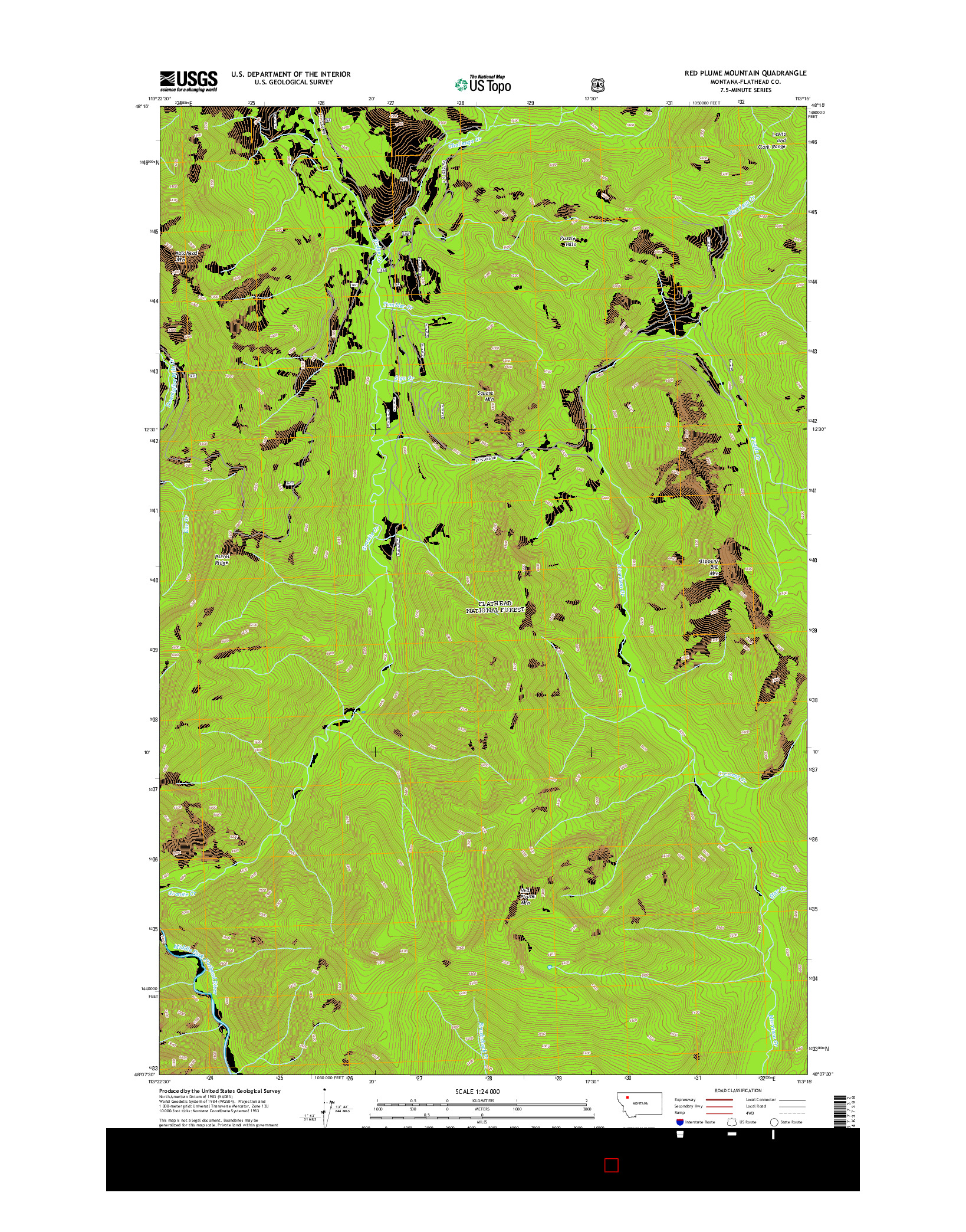 USGS US TOPO 7.5-MINUTE MAP FOR RED PLUME MOUNTAIN, MT 2014