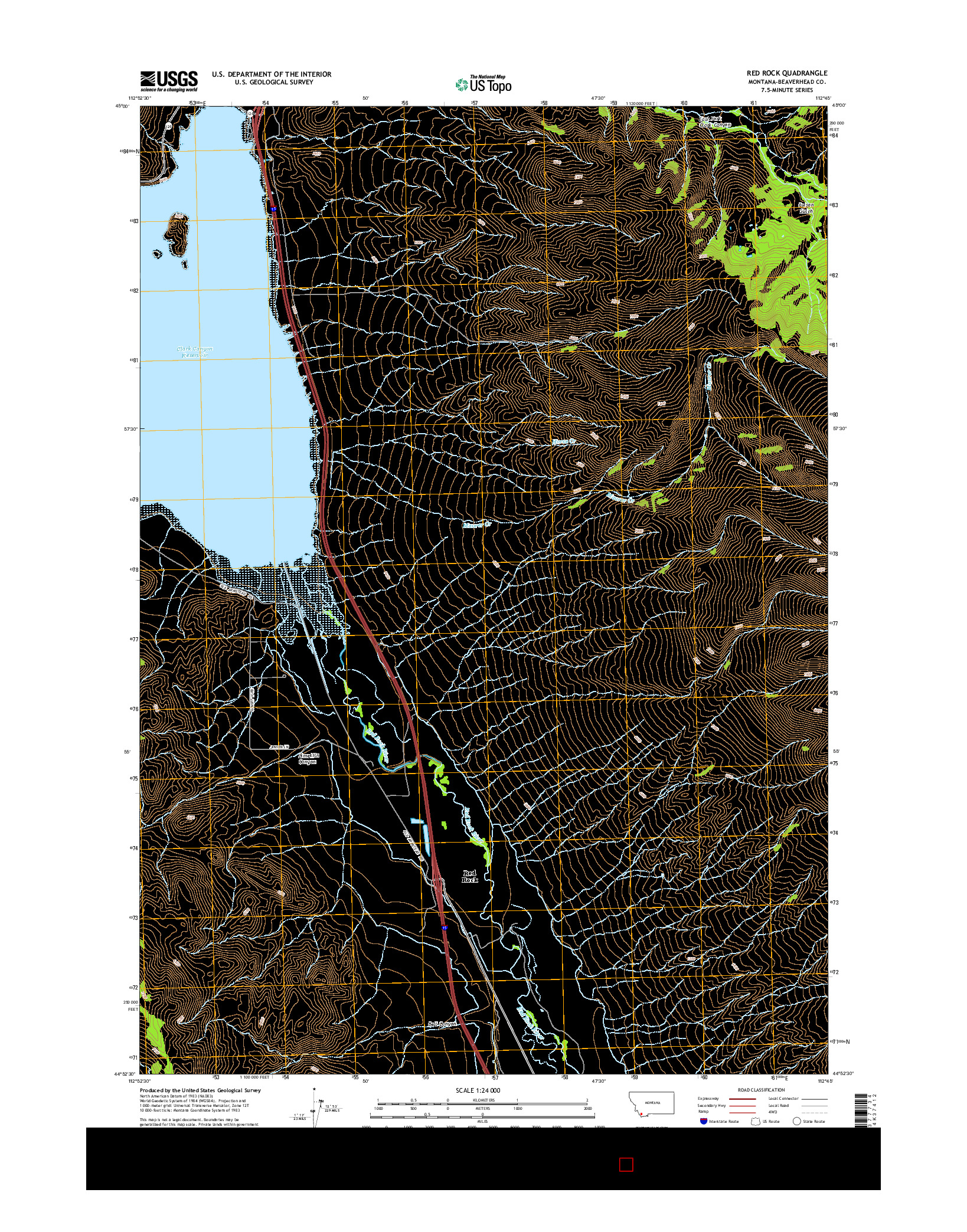 USGS US TOPO 7.5-MINUTE MAP FOR RED ROCK, MT 2014