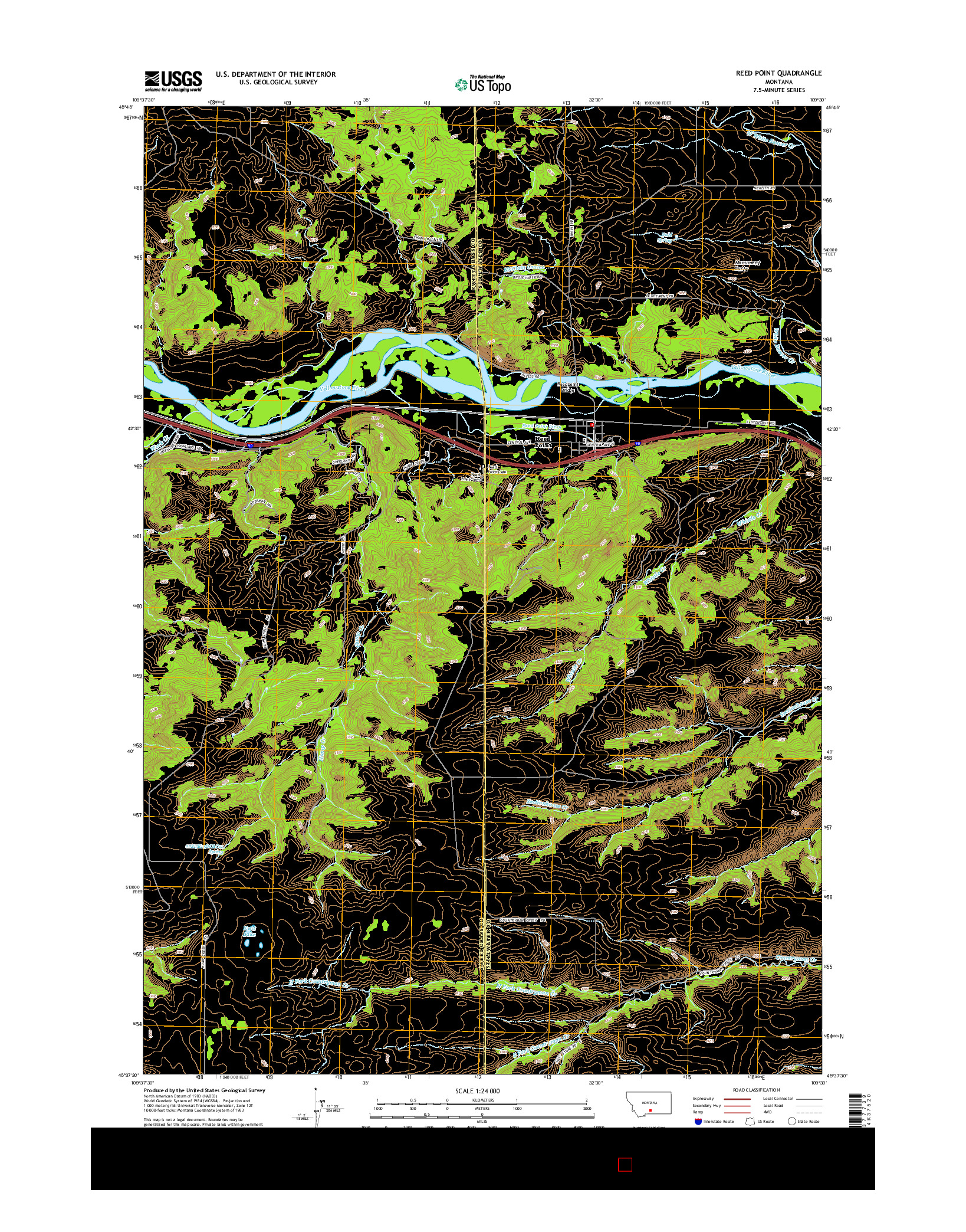 USGS US TOPO 7.5-MINUTE MAP FOR REED POINT, MT 2014