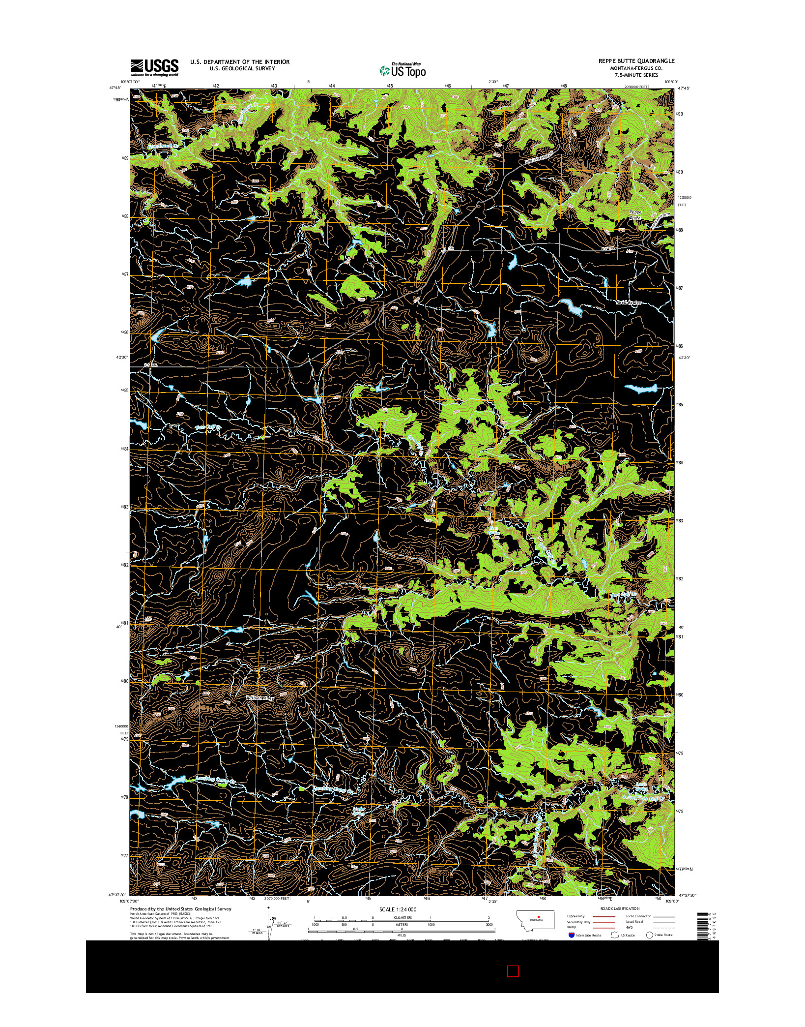 USGS US TOPO 7.5-MINUTE MAP FOR REPPE BUTTE, MT 2014