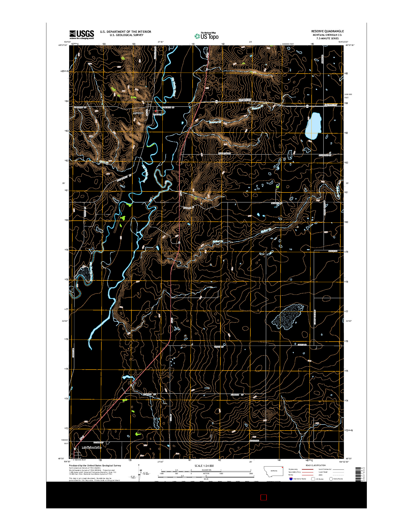 USGS US TOPO 7.5-MINUTE MAP FOR RESERVE, MT 2014
