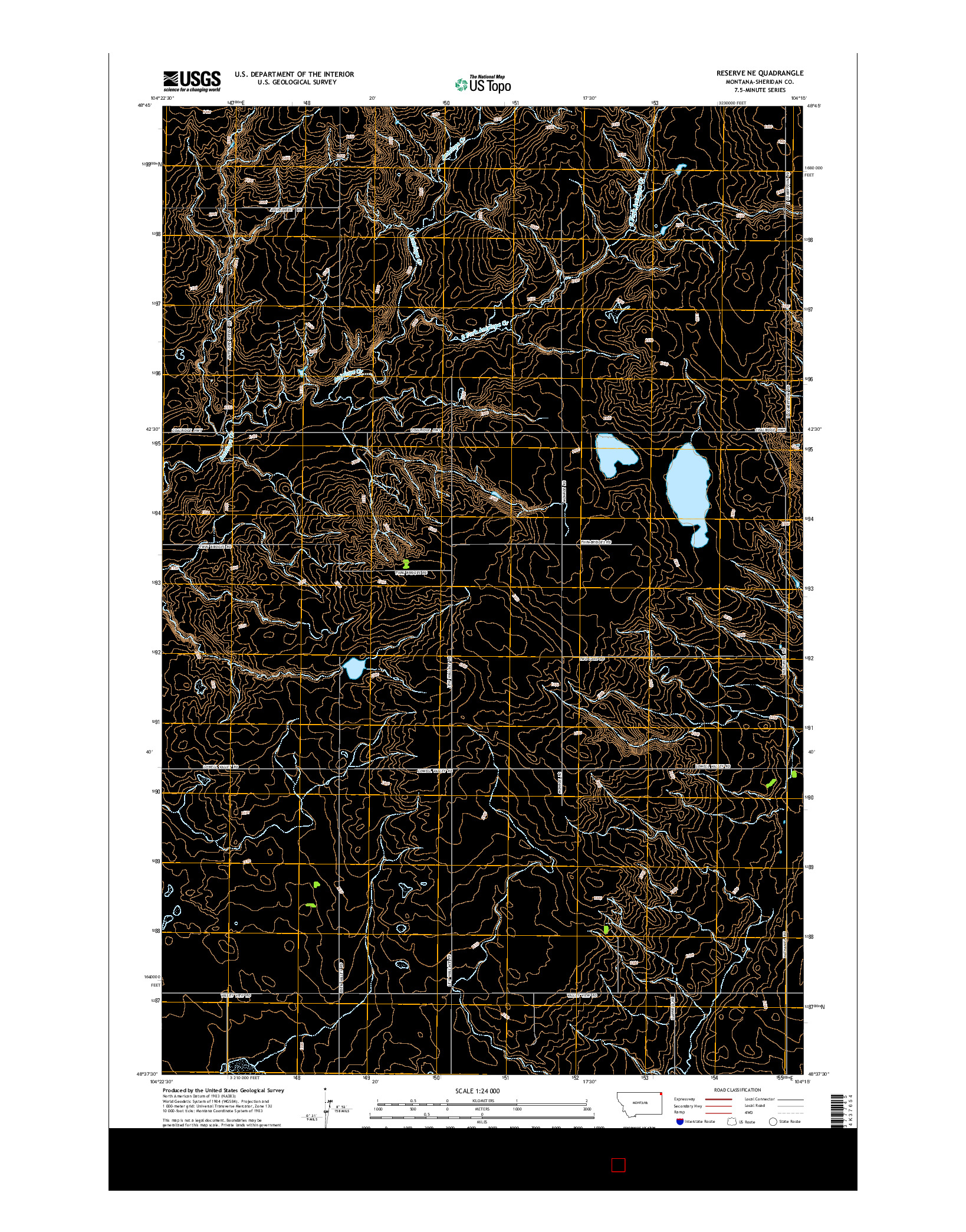 USGS US TOPO 7.5-MINUTE MAP FOR RESERVE NE, MT 2014