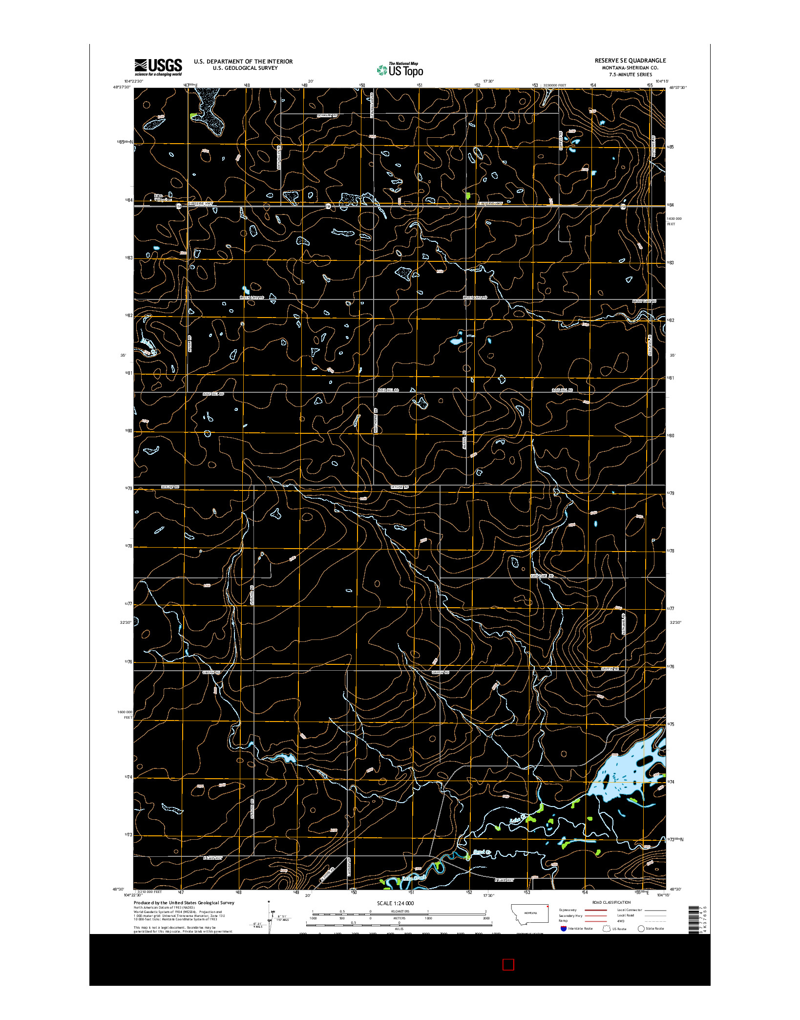 USGS US TOPO 7.5-MINUTE MAP FOR RESERVE SE, MT 2014