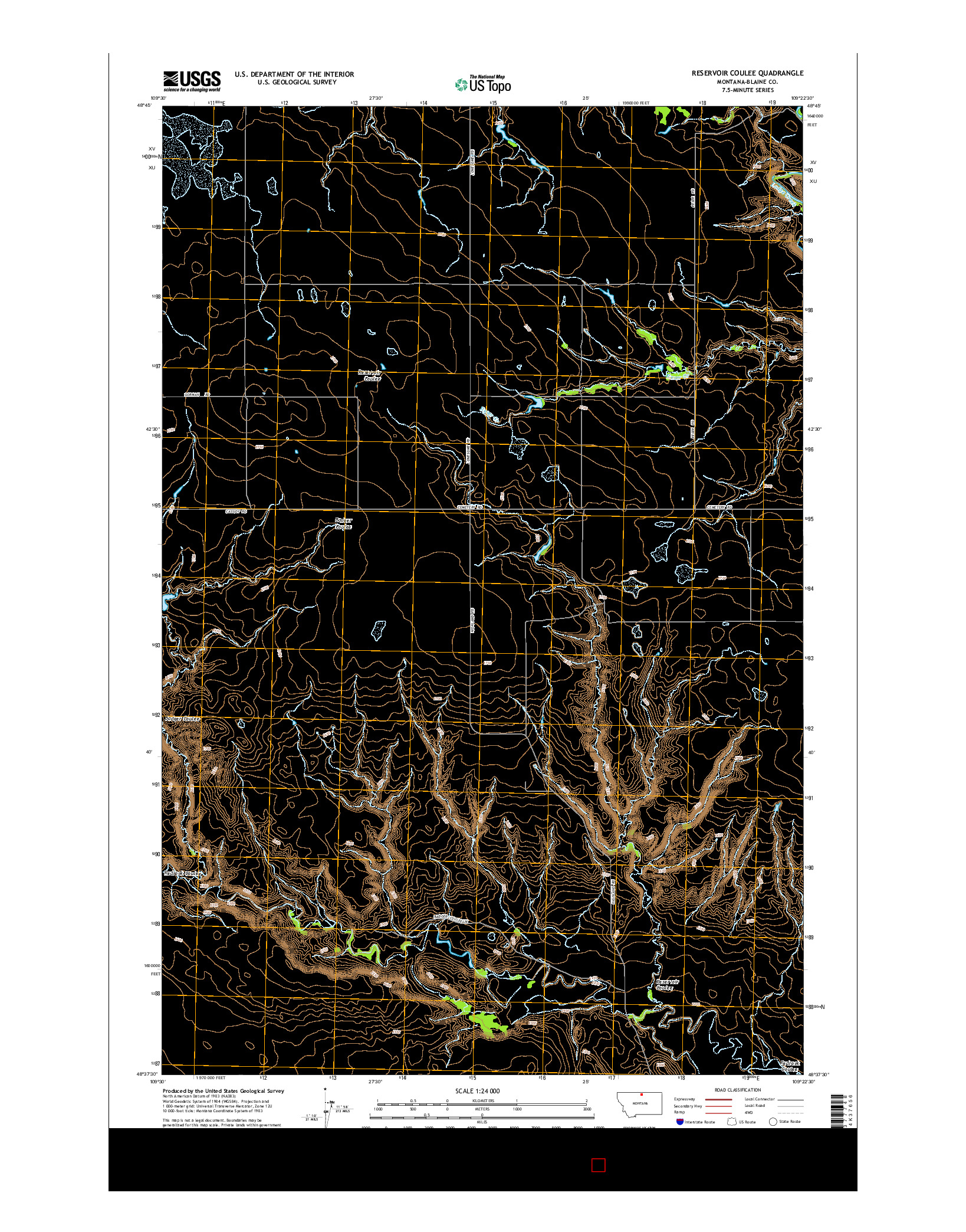 USGS US TOPO 7.5-MINUTE MAP FOR RESERVOIR COULEE, MT 2014