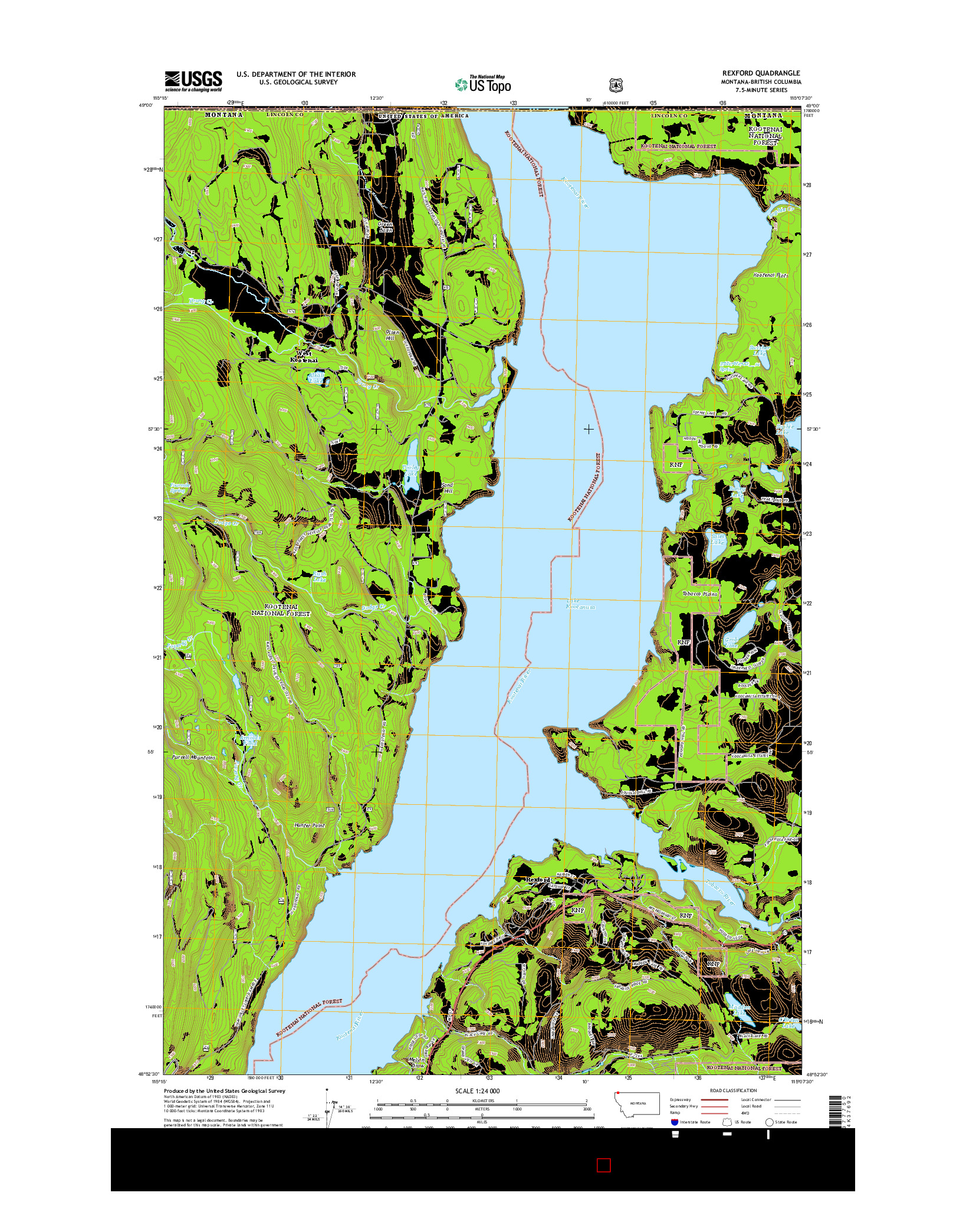 USGS US TOPO 7.5-MINUTE MAP FOR REXFORD, MT-BC 2014