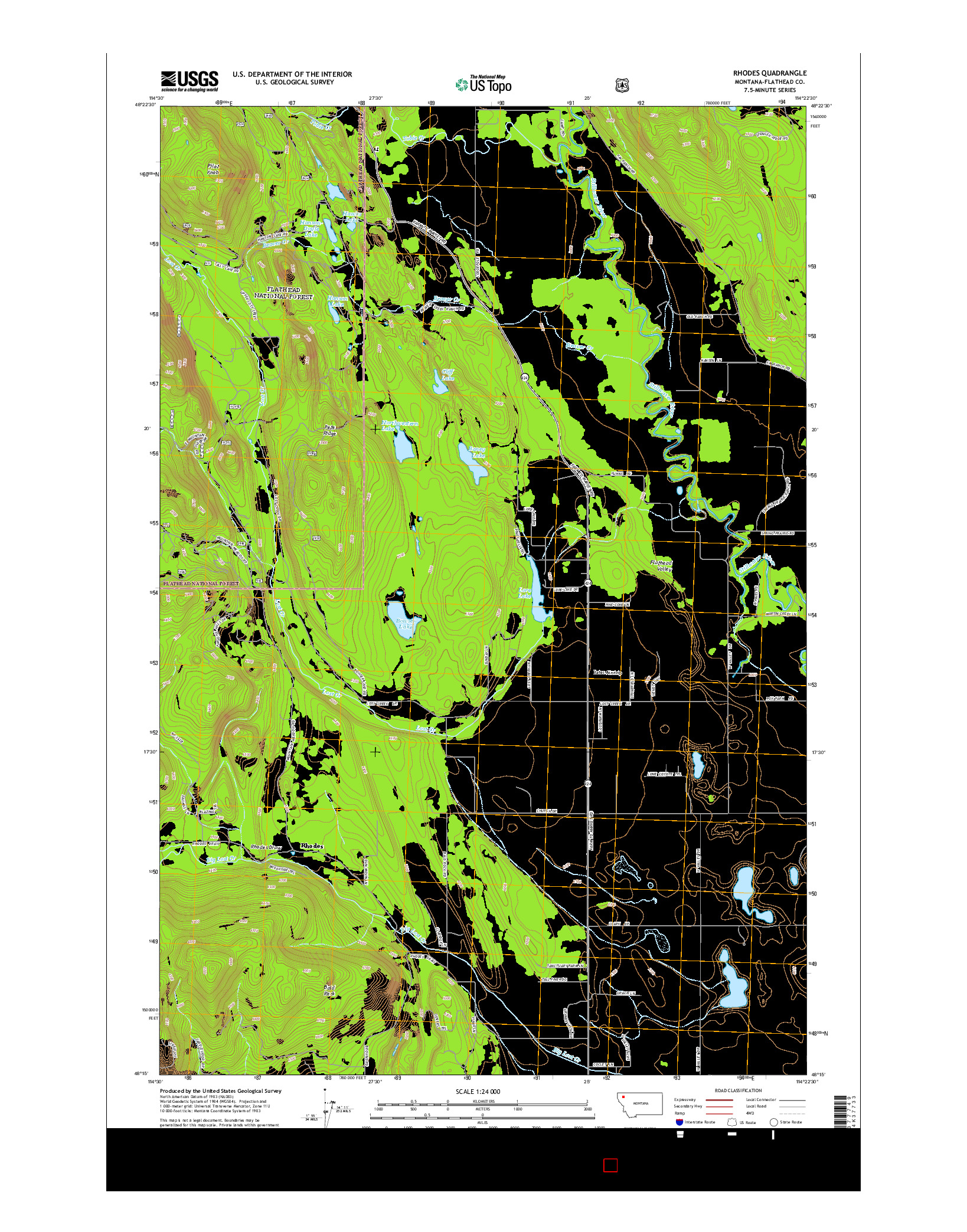 USGS US TOPO 7.5-MINUTE MAP FOR RHODES, MT 2014