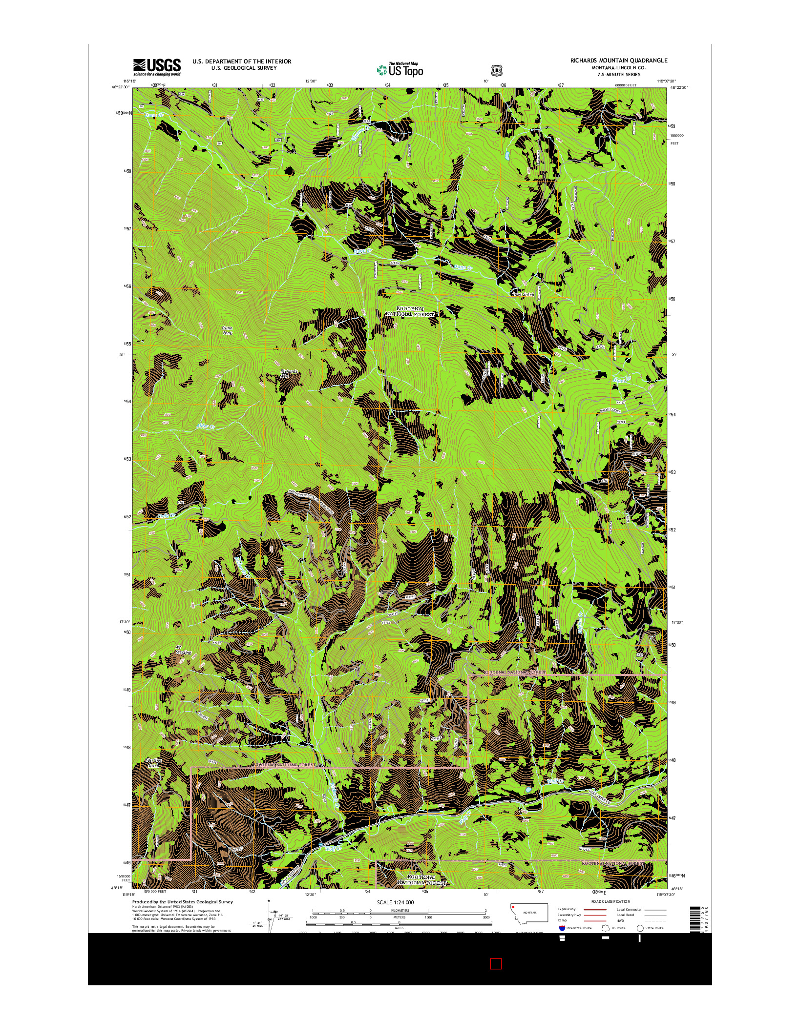 USGS US TOPO 7.5-MINUTE MAP FOR RICHARDS MOUNTAIN, MT 2014