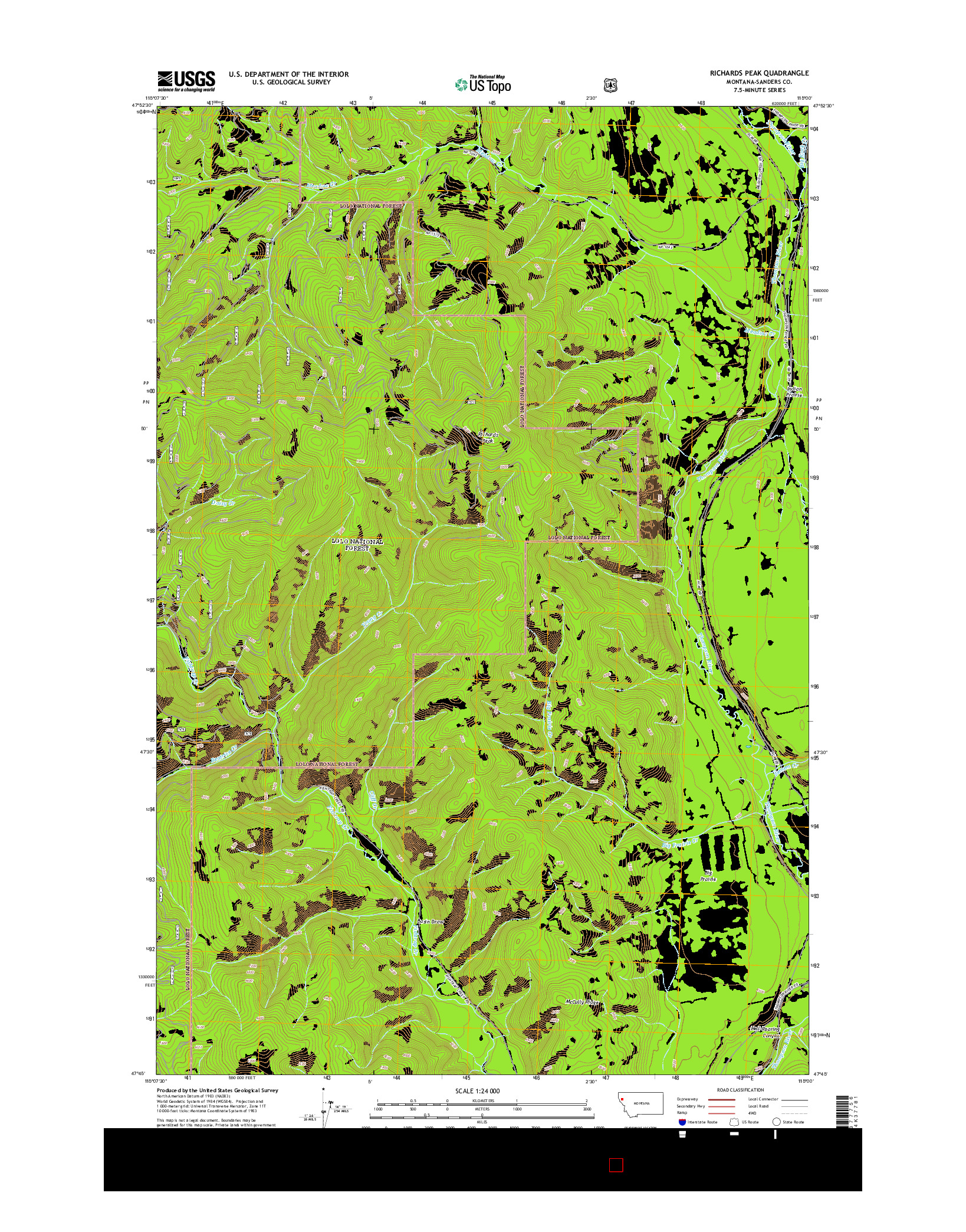 USGS US TOPO 7.5-MINUTE MAP FOR RICHARDS PEAK, MT 2014