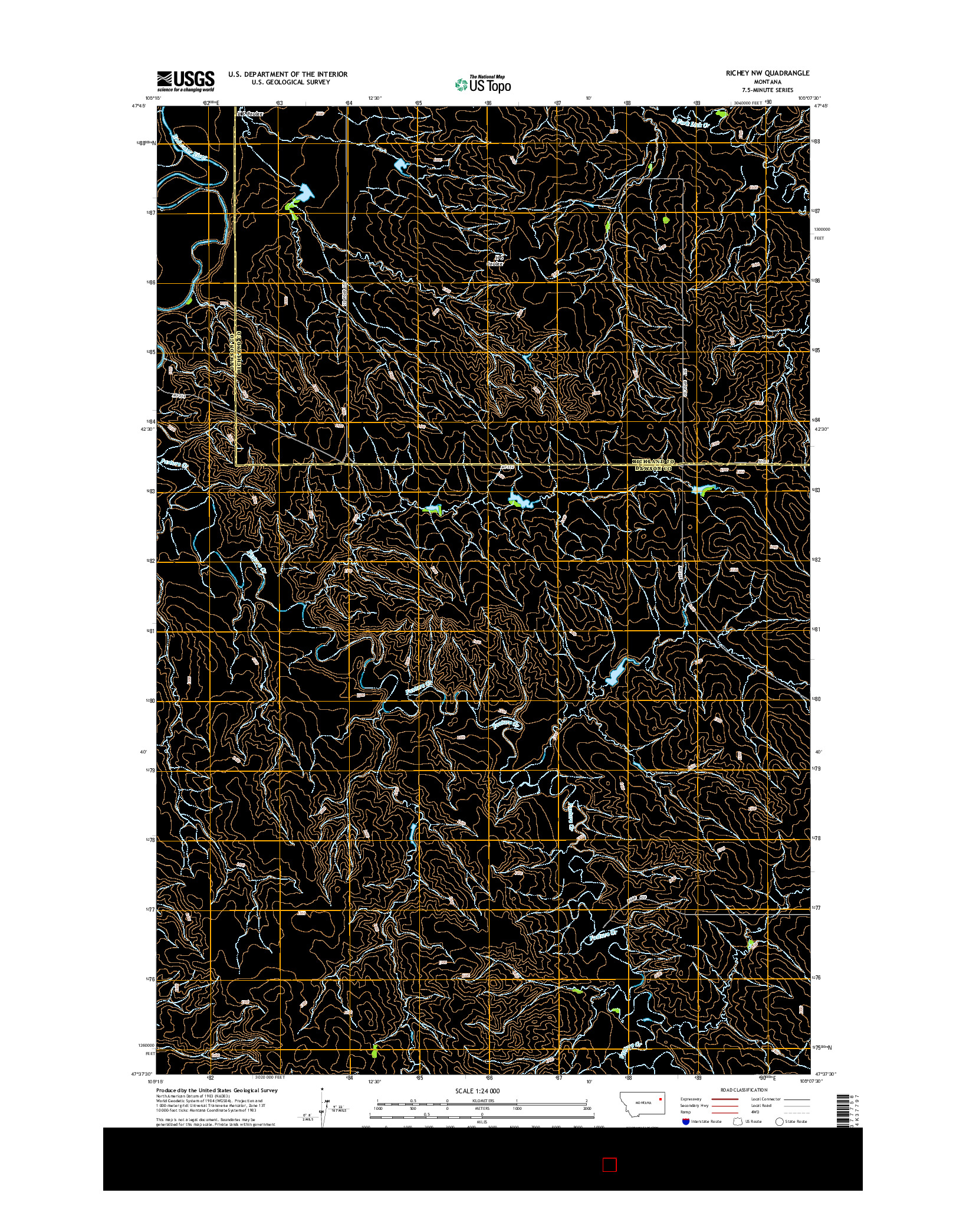 USGS US TOPO 7.5-MINUTE MAP FOR RICHEY NW, MT 2014