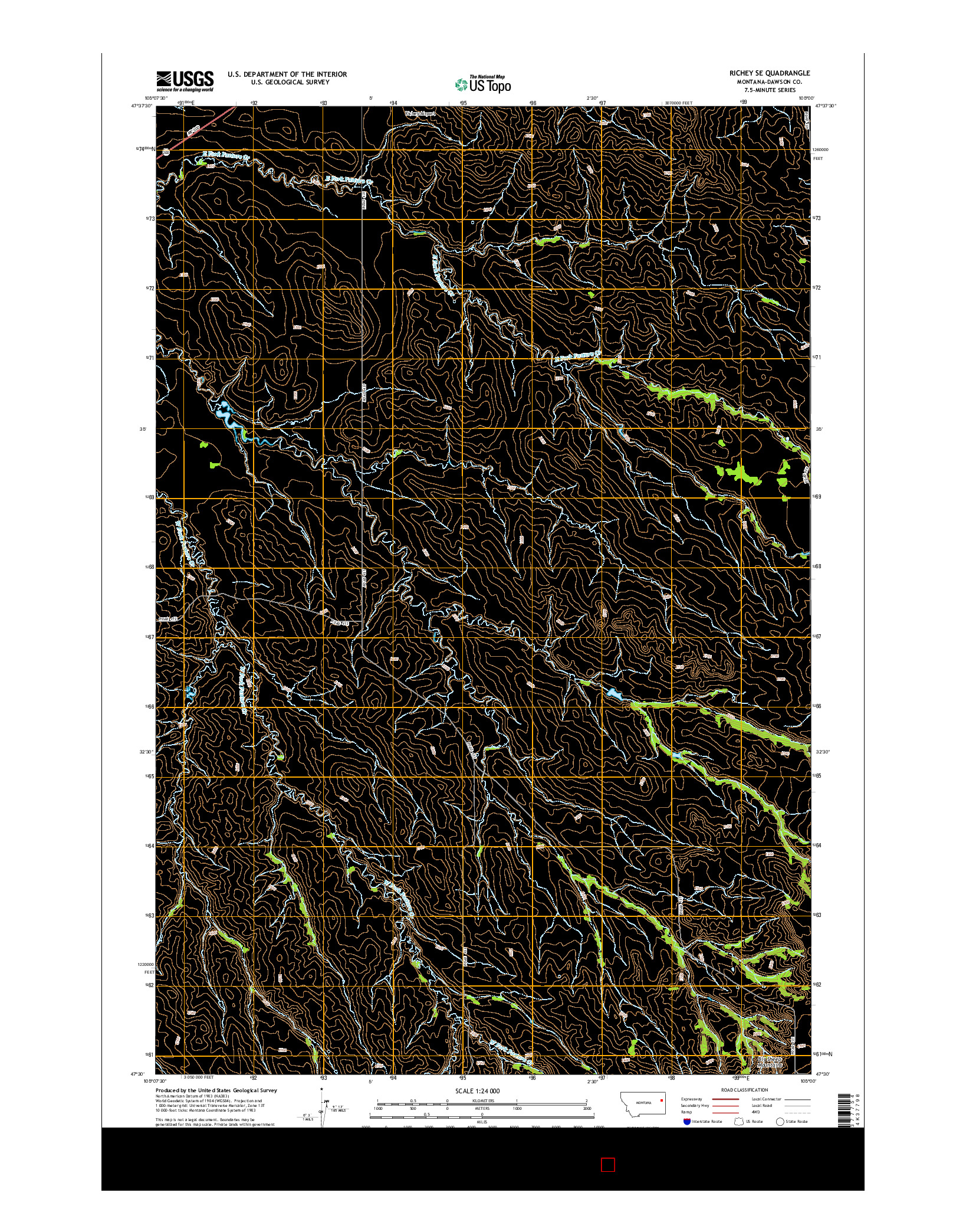 USGS US TOPO 7.5-MINUTE MAP FOR RICHEY SE, MT 2014