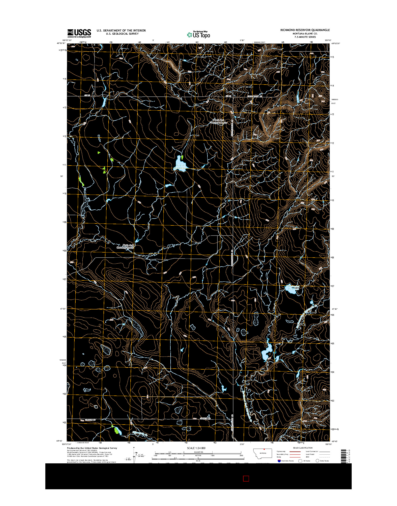 USGS US TOPO 7.5-MINUTE MAP FOR RICHMOND RESERVOIR, MT 2014