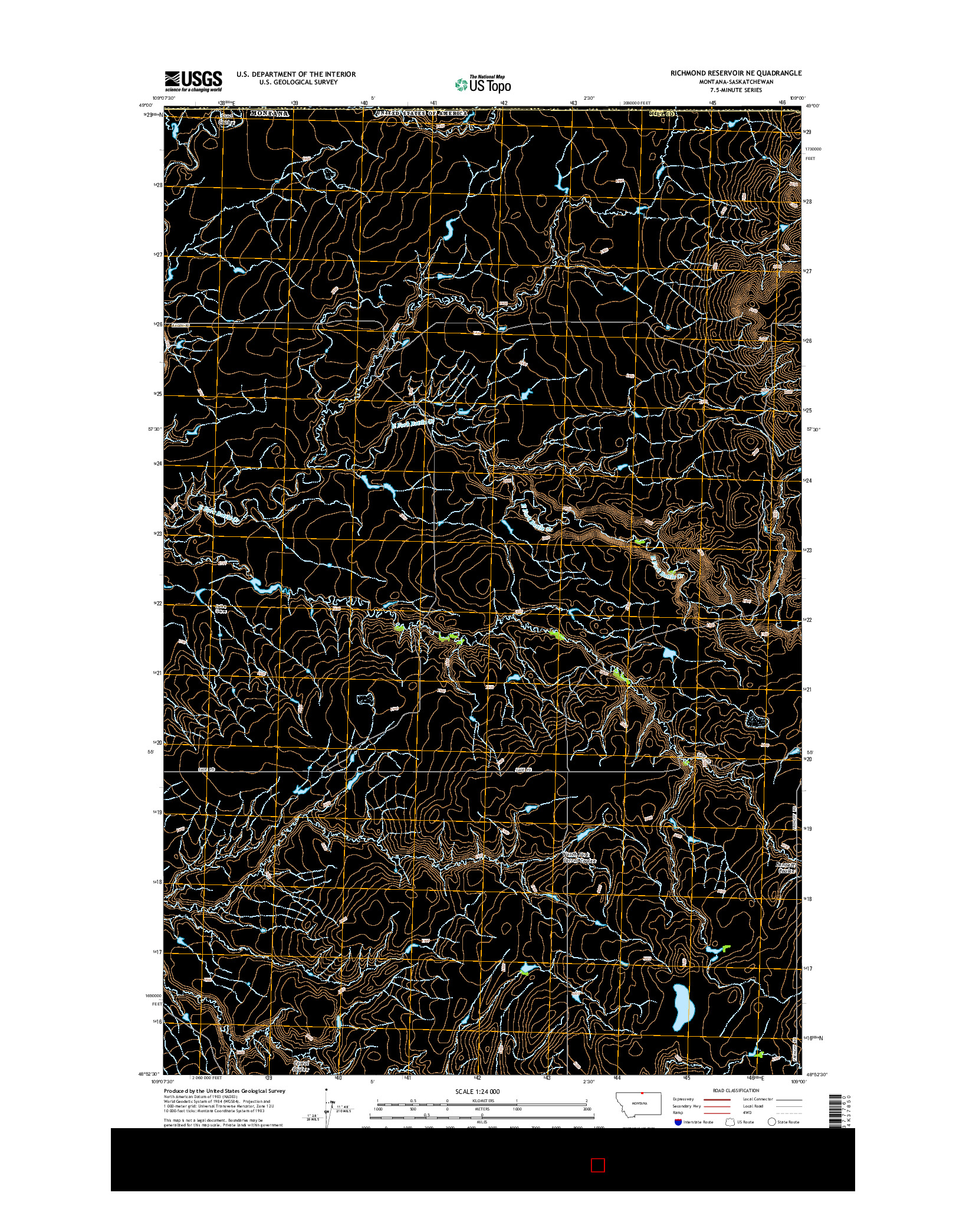 USGS US TOPO 7.5-MINUTE MAP FOR RICHMOND RESERVOIR NE, MT-SK 2014