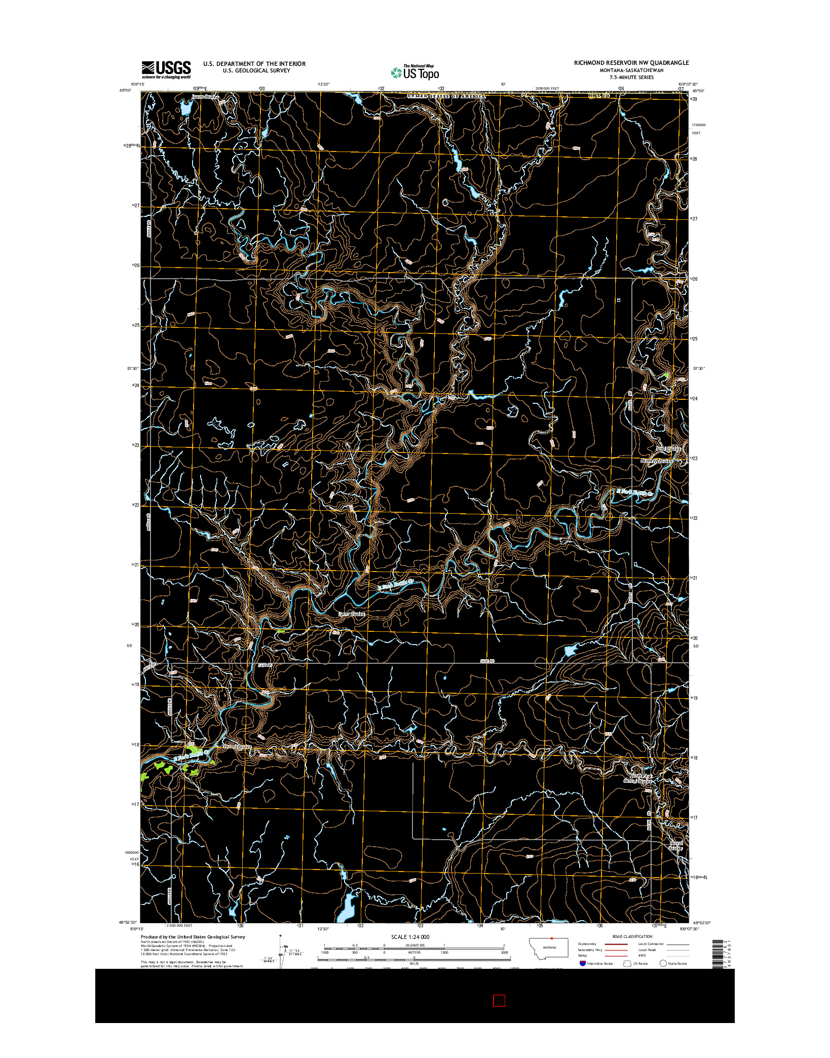 USGS US TOPO 7.5-MINUTE MAP FOR RICHMOND RESERVOIR NW, MT-SK 2014