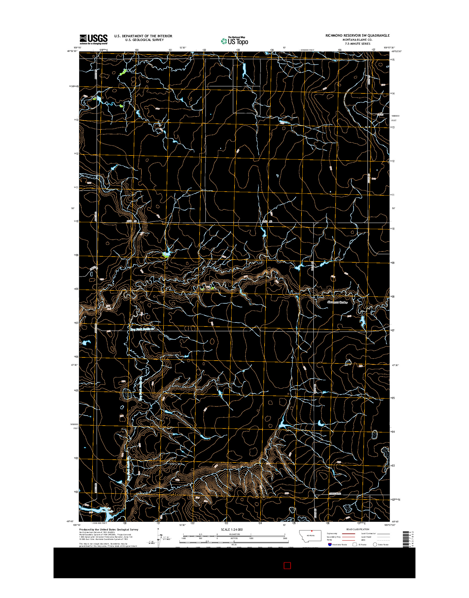 USGS US TOPO 7.5-MINUTE MAP FOR RICHMOND RESERVOIR SW, MT 2014