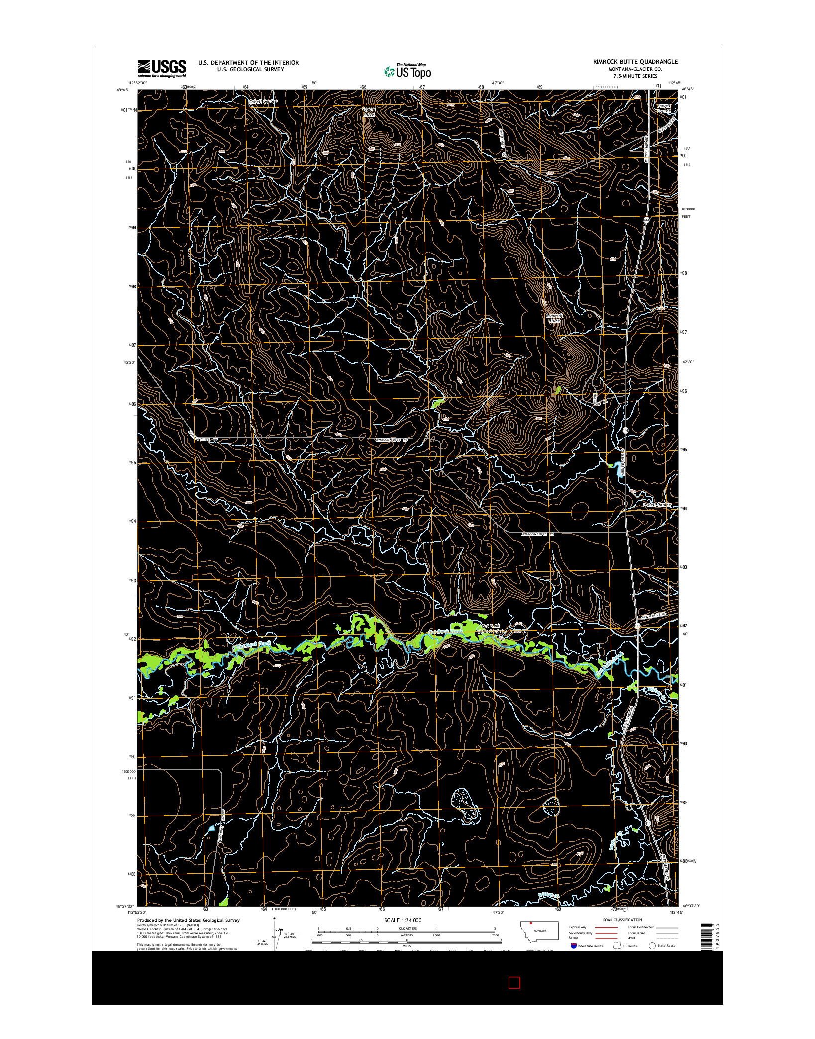 USGS US TOPO 7.5-MINUTE MAP FOR RIMROCK BUTTE, MT 2014
