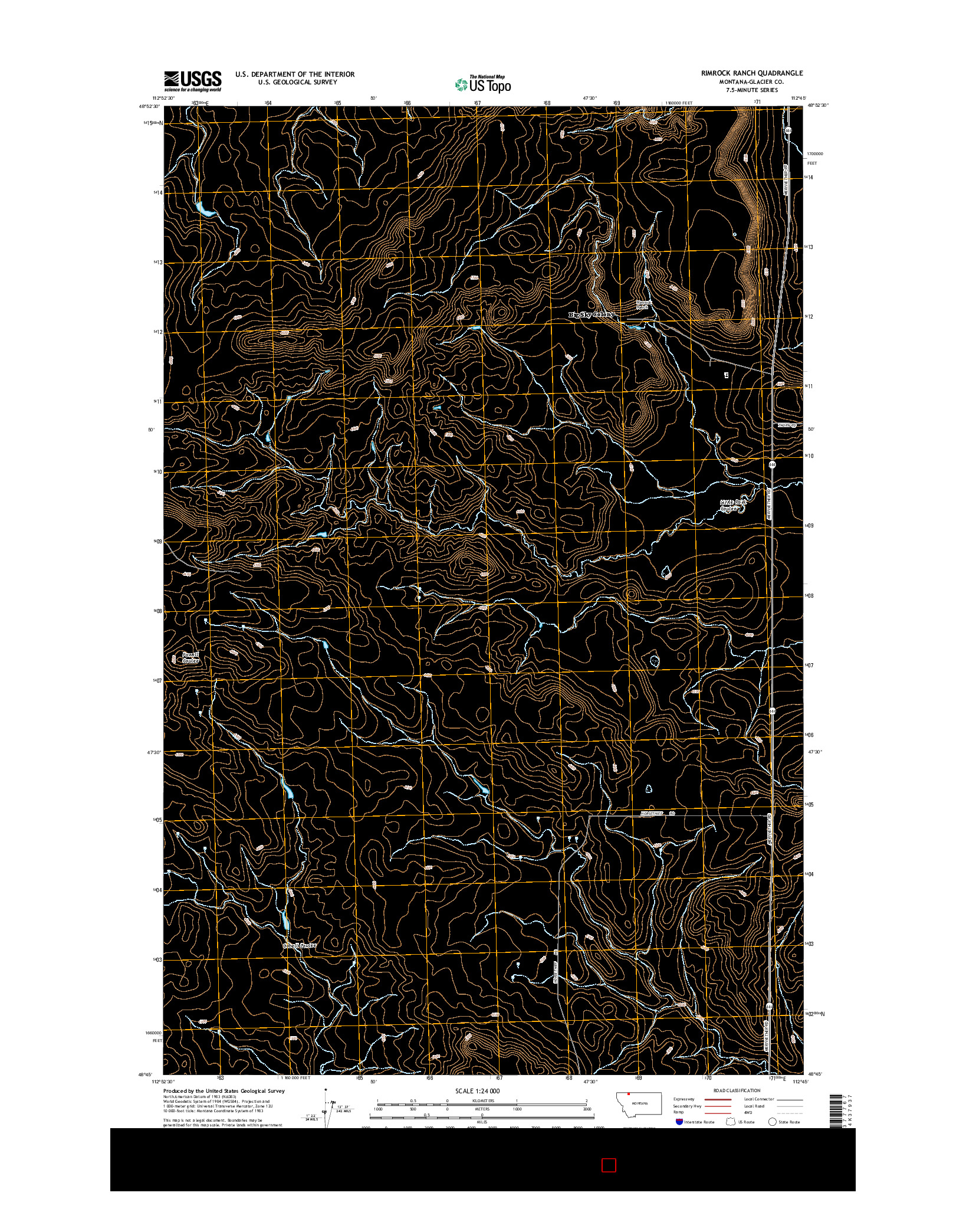 USGS US TOPO 7.5-MINUTE MAP FOR RIMROCK RANCH, MT 2014
