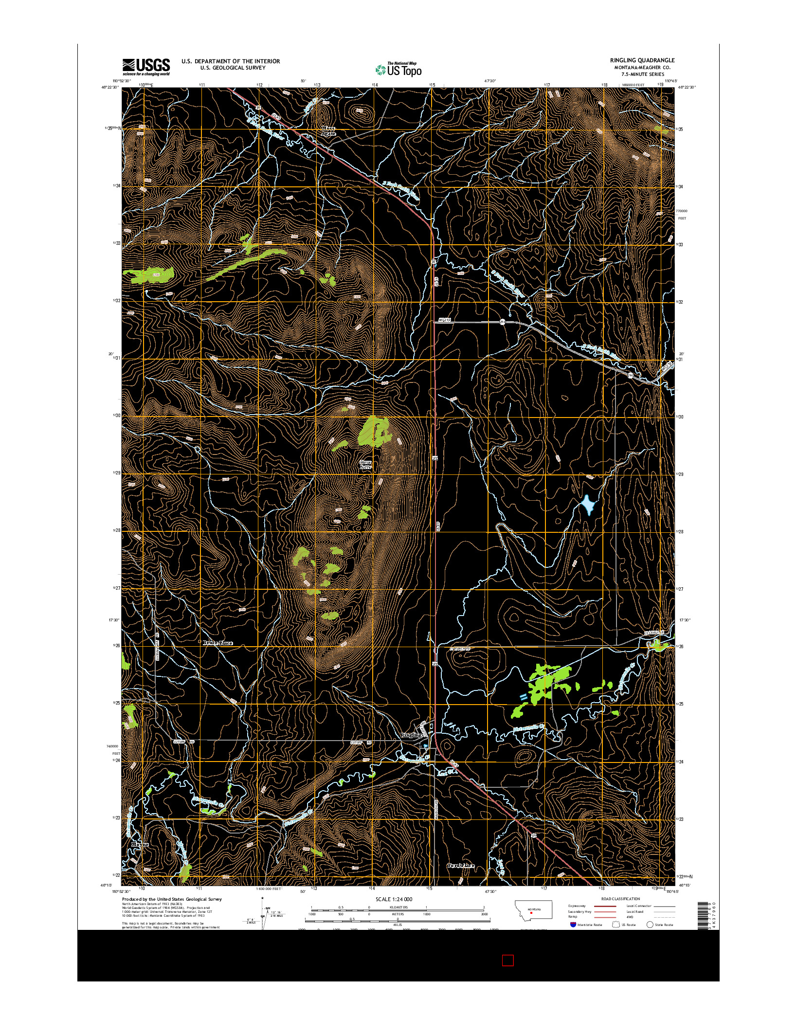 USGS US TOPO 7.5-MINUTE MAP FOR RINGLING, MT 2014