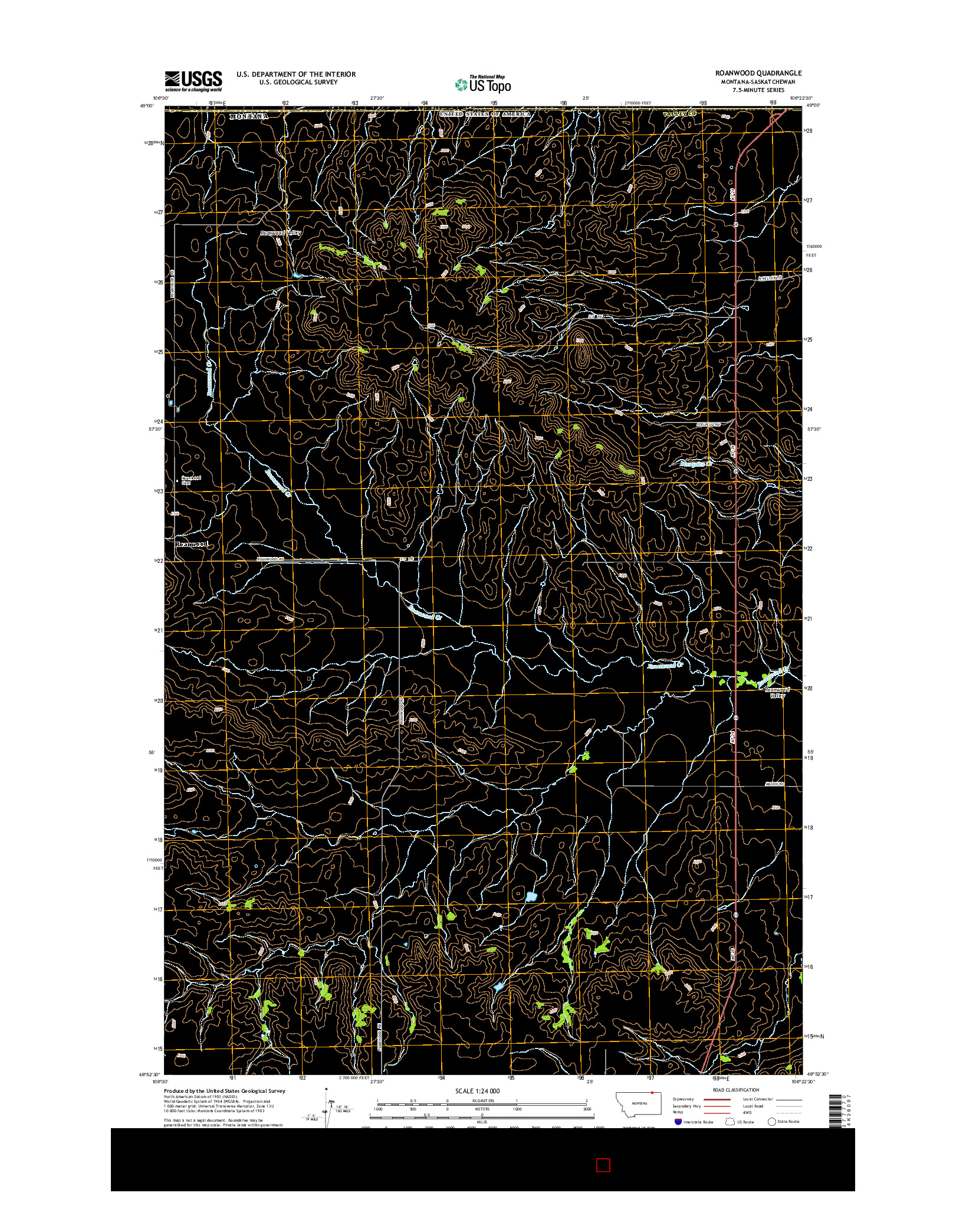 USGS US TOPO 7.5-MINUTE MAP FOR ROANWOOD, MT-SK 2014