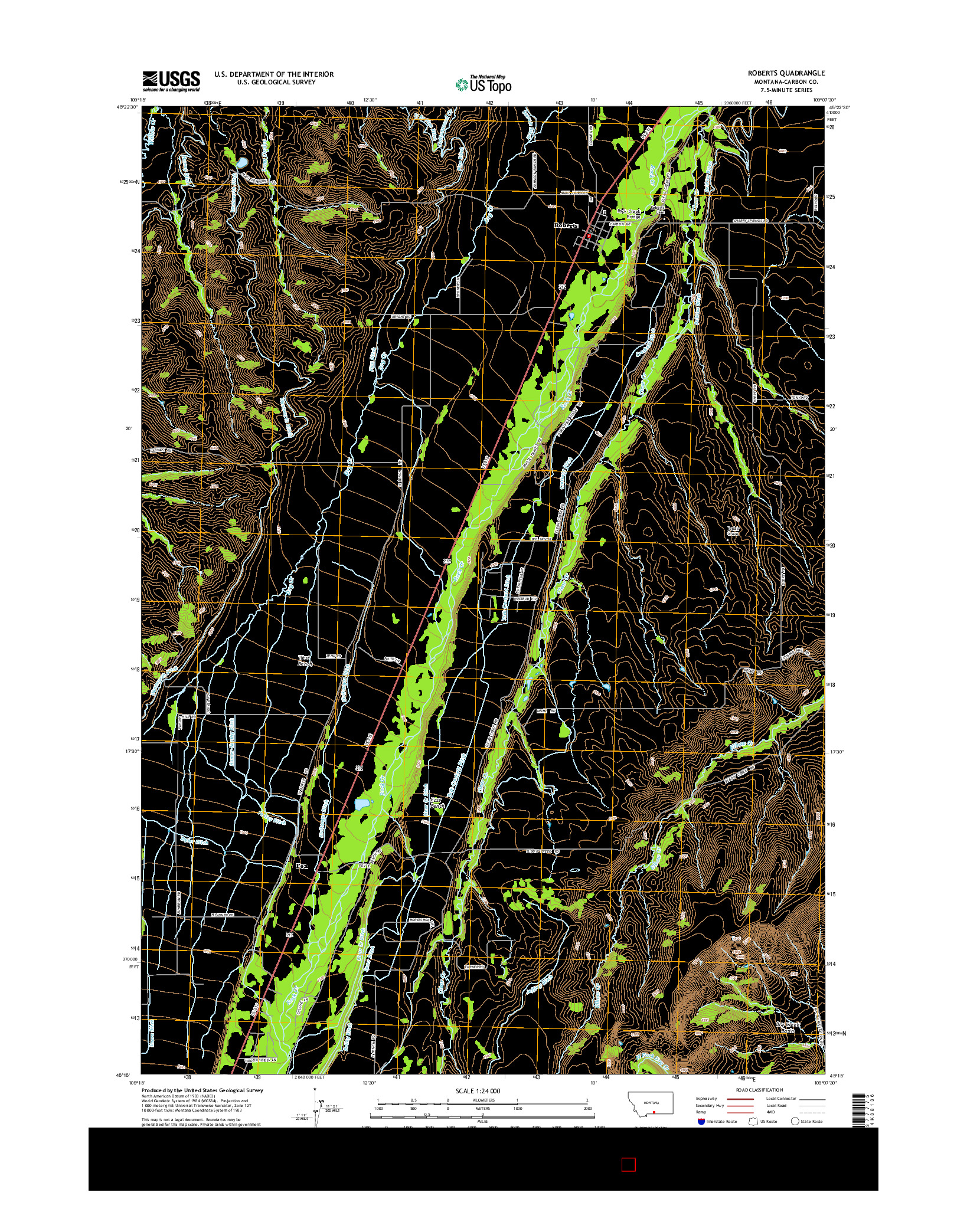 USGS US TOPO 7.5-MINUTE MAP FOR ROBERTS, MT 2014