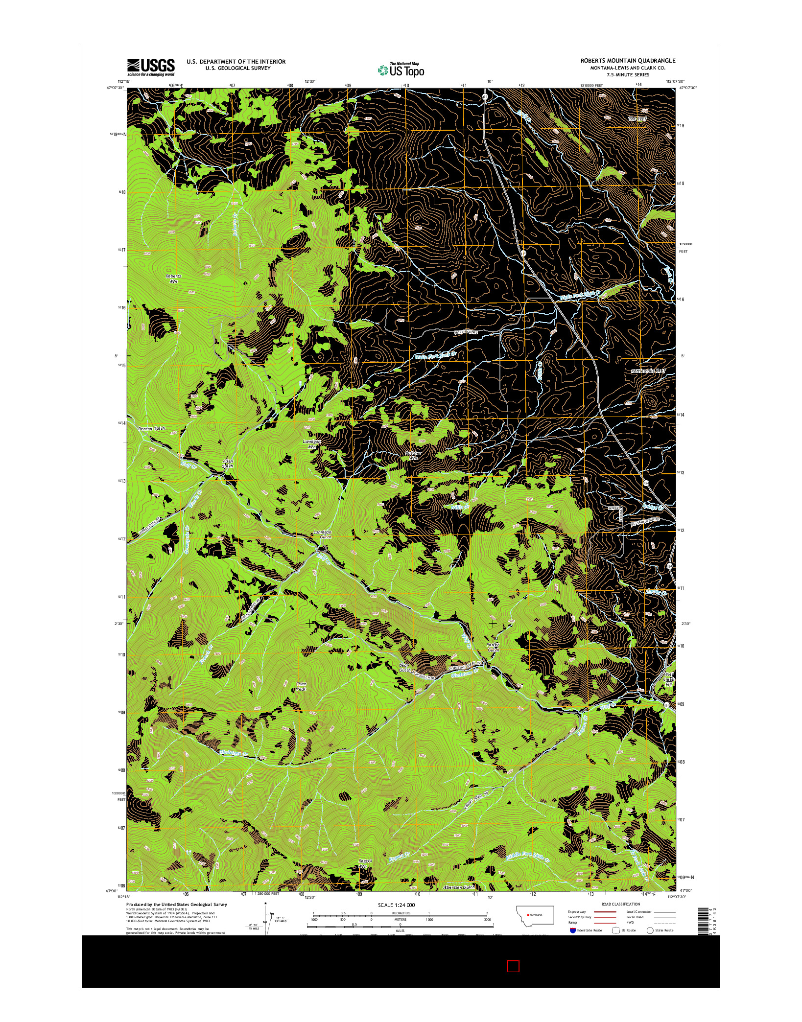 USGS US TOPO 7.5-MINUTE MAP FOR ROBERTS MOUNTAIN, MT 2014