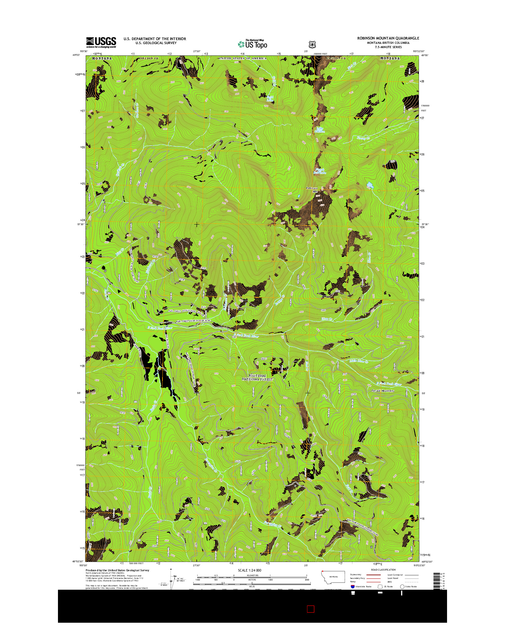 USGS US TOPO 7.5-MINUTE MAP FOR ROBINSON MOUNTAIN, MT-BC 2014