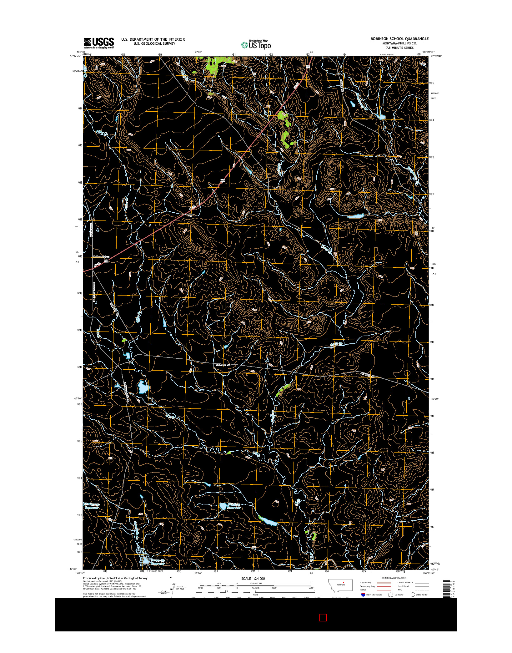 USGS US TOPO 7.5-MINUTE MAP FOR ROBINSON SCHOOL, MT 2014