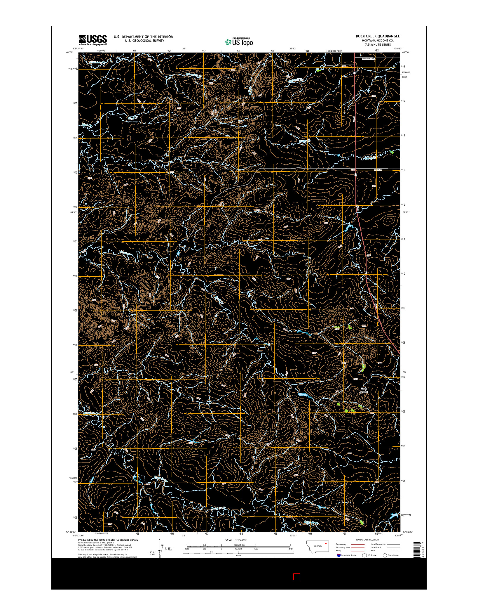 USGS US TOPO 7.5-MINUTE MAP FOR ROCK CREEK, MT 2014