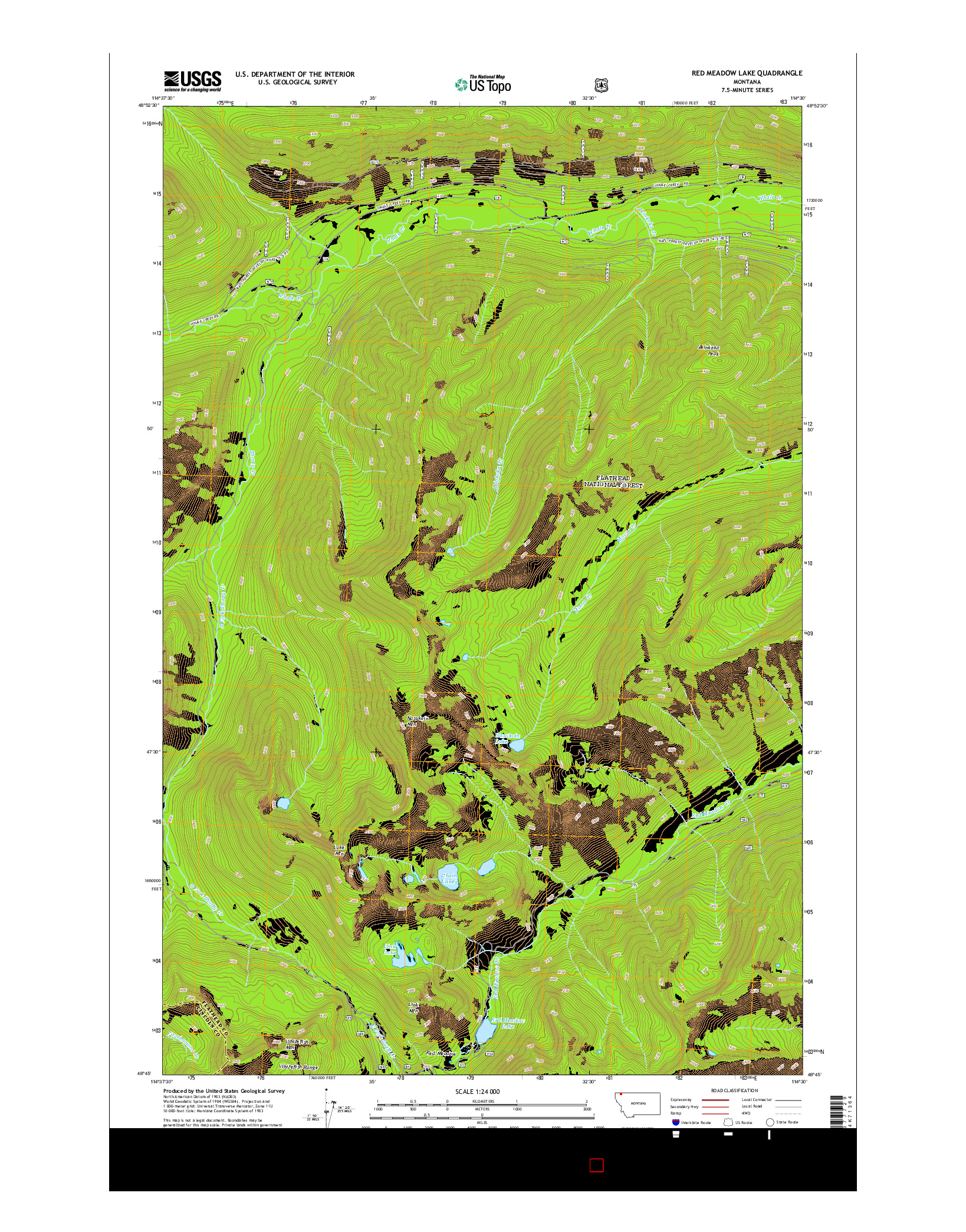 USGS US TOPO 7.5-MINUTE MAP FOR RED MEADOW LAKE, MT 2014