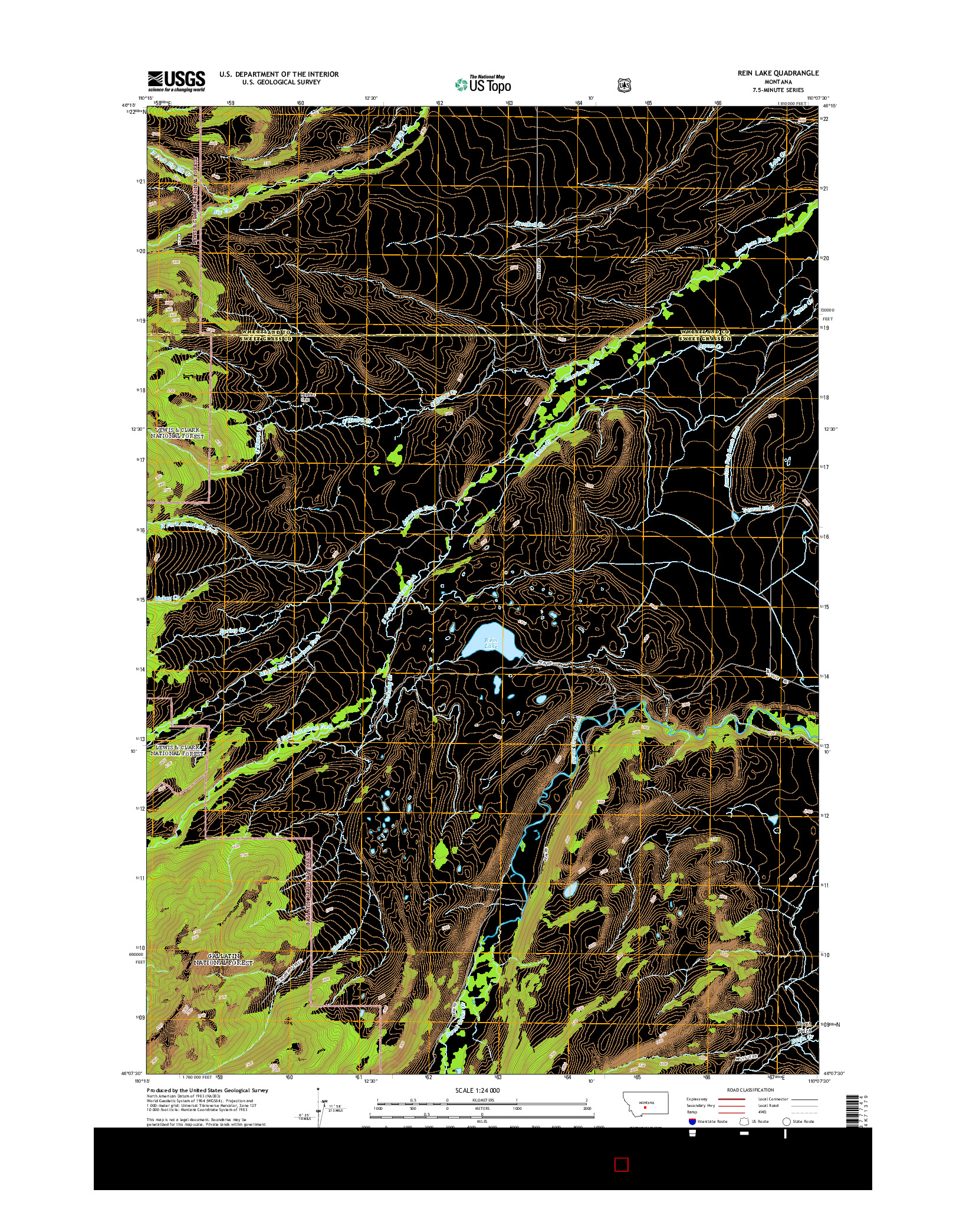 USGS US TOPO 7.5-MINUTE MAP FOR REIN LAKE, MT 2014