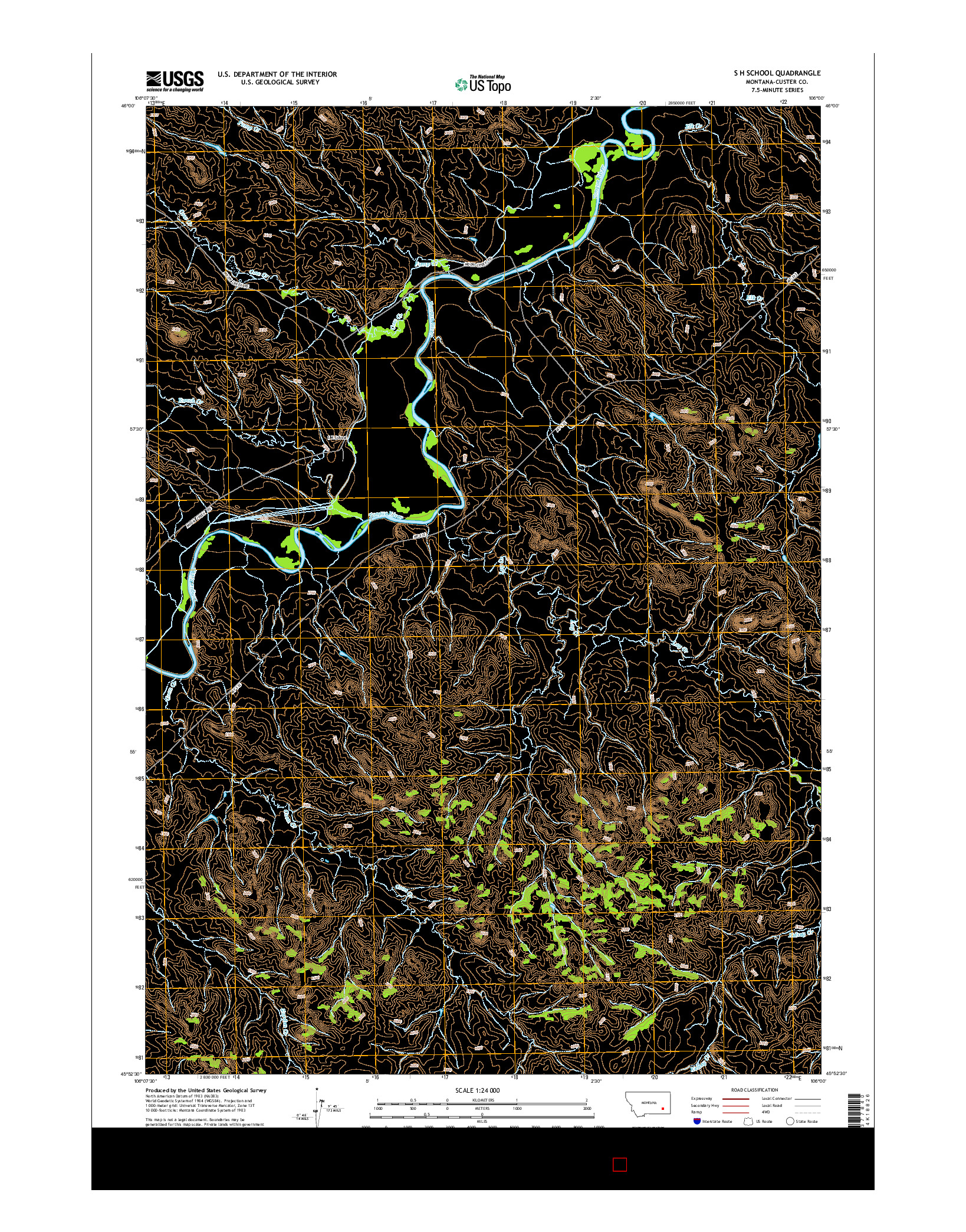 USGS US TOPO 7.5-MINUTE MAP FOR S H SCHOOL, MT 2014