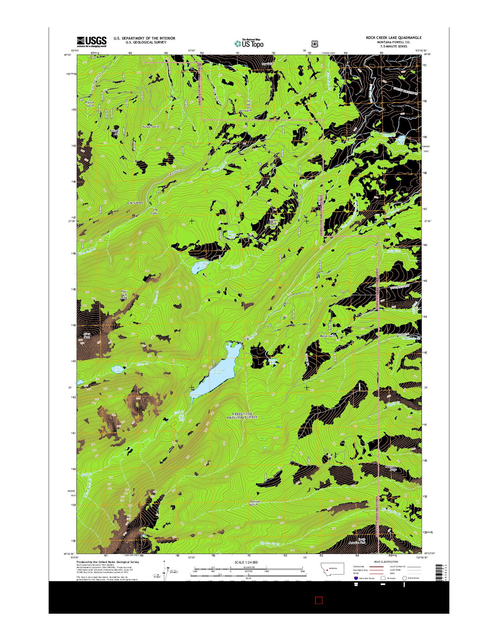 USGS US TOPO 7.5-MINUTE MAP FOR ROCK CREEK LAKE, MT 2014