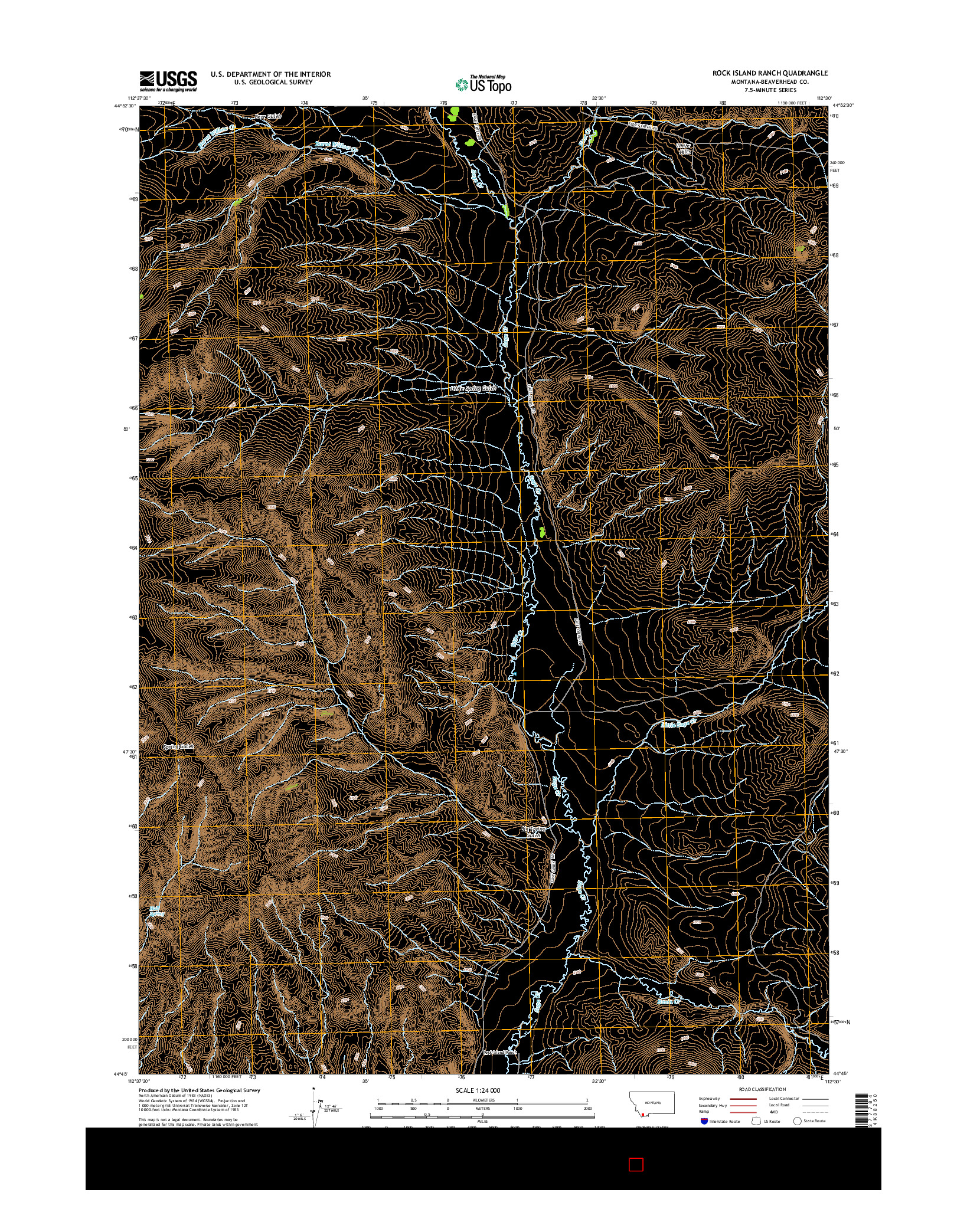 USGS US TOPO 7.5-MINUTE MAP FOR ROCK ISLAND RANCH, MT 2014