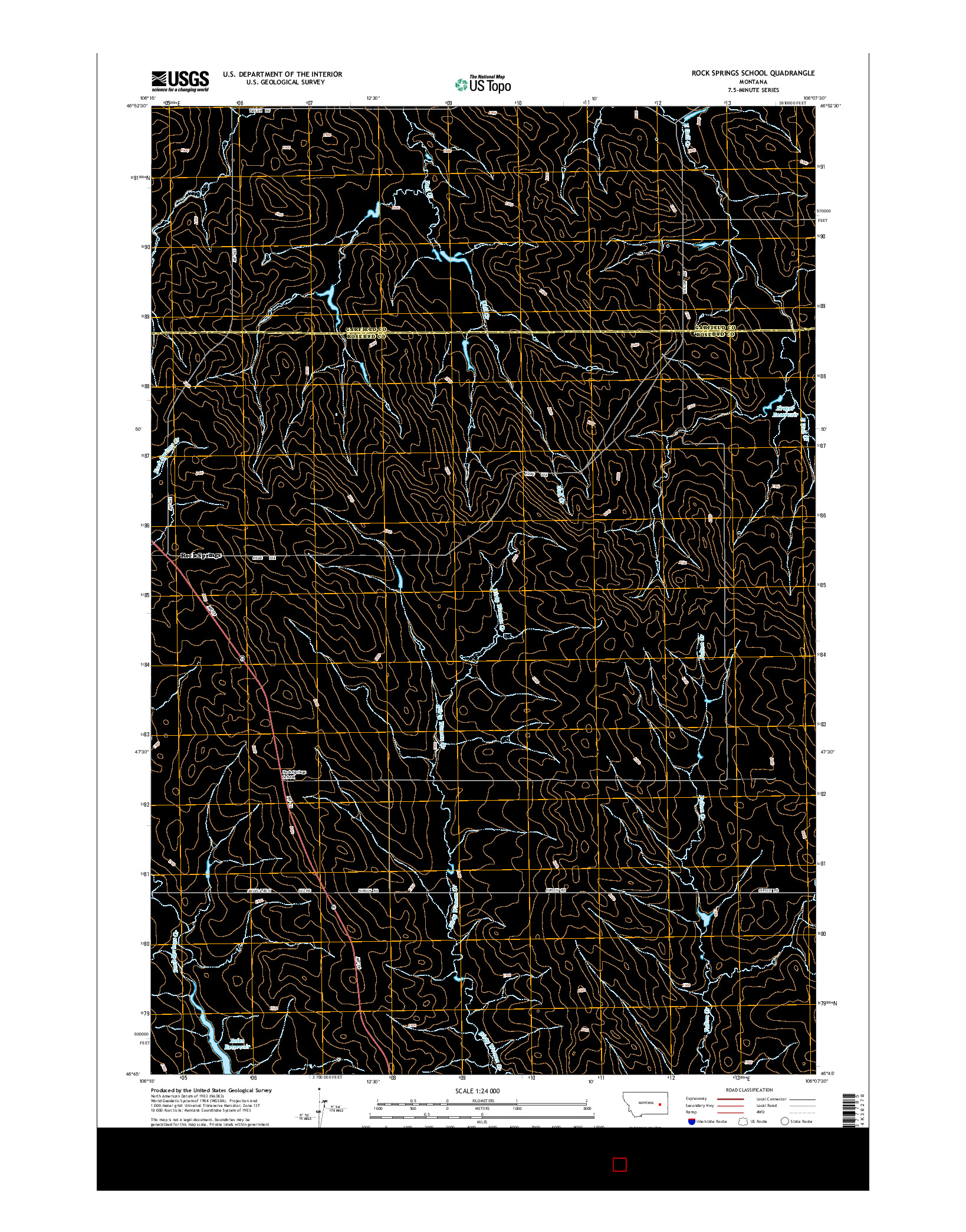 USGS US TOPO 7.5-MINUTE MAP FOR ROCK SPRINGS SCHOOL, MT 2014