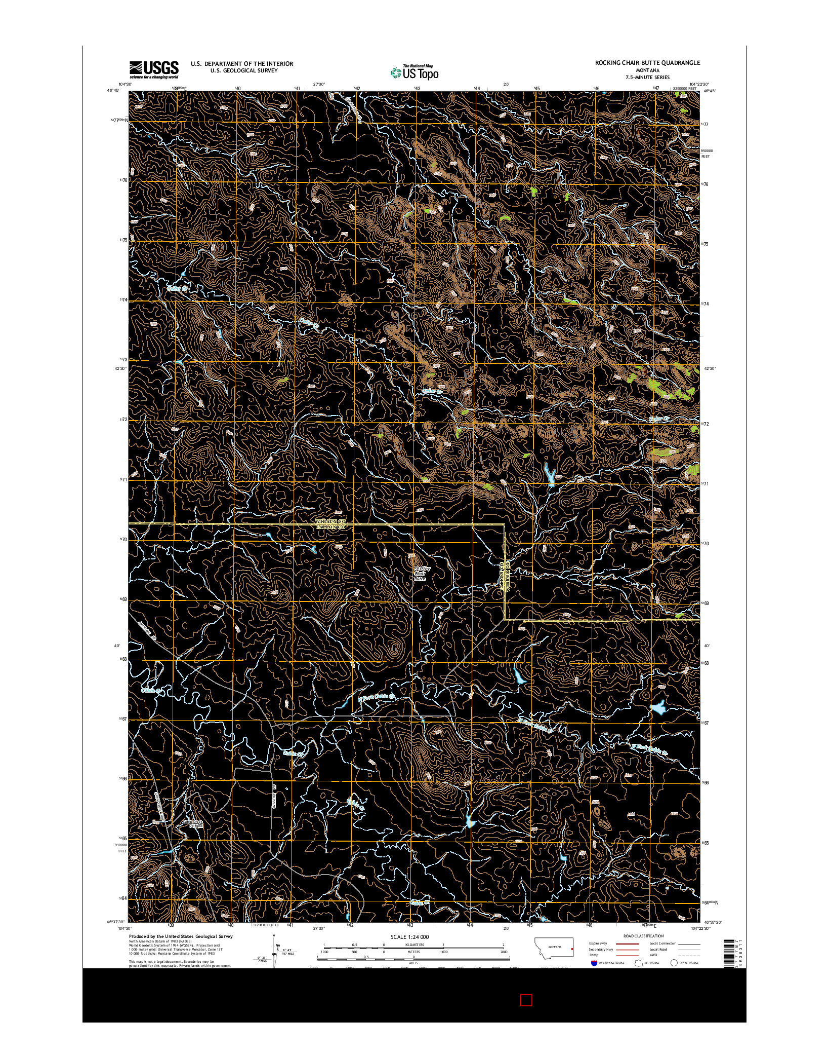 USGS US TOPO 7.5-MINUTE MAP FOR ROCKING CHAIR BUTTE, MT 2014