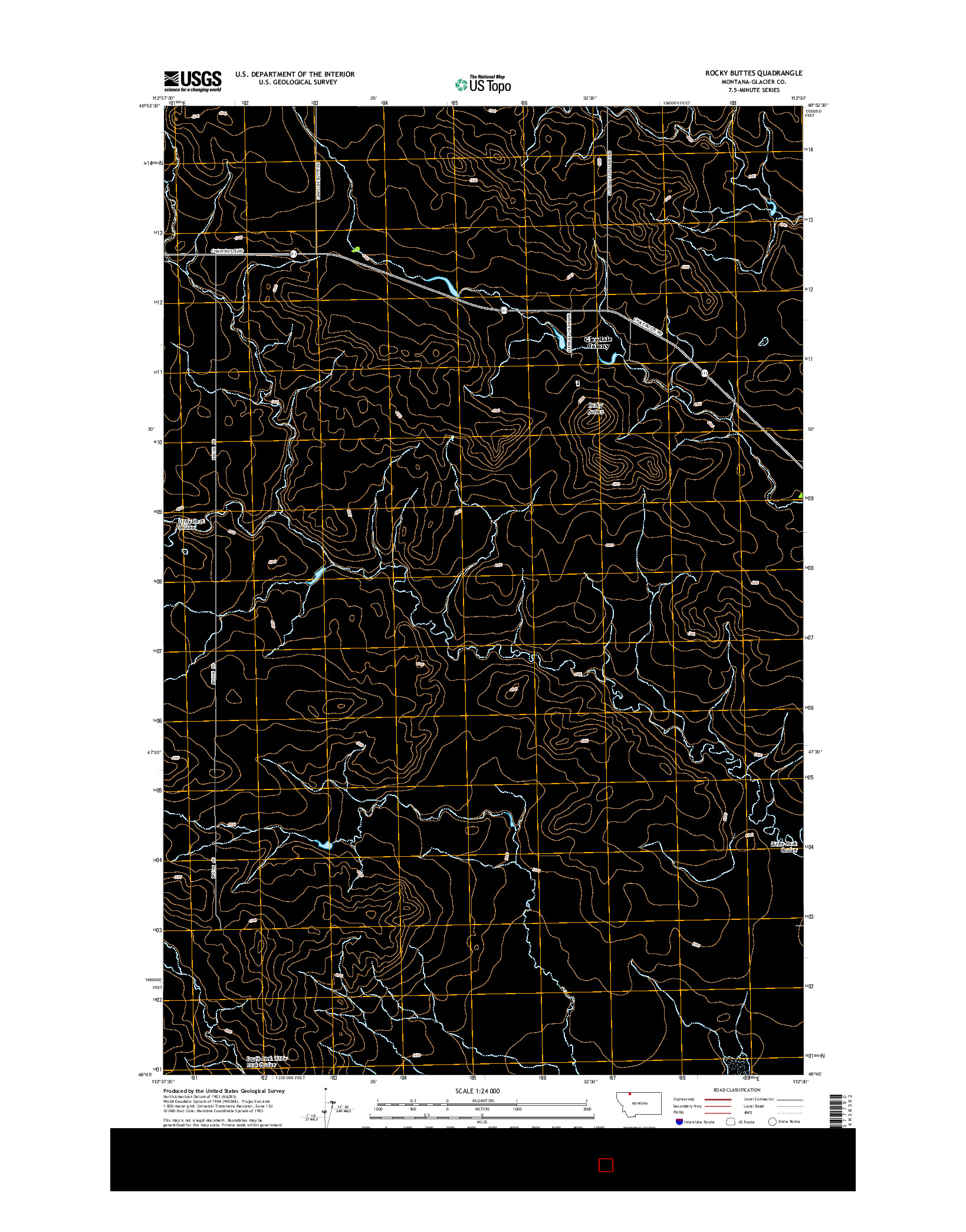 USGS US TOPO 7.5-MINUTE MAP FOR ROCKY BUTTES, MT 2014