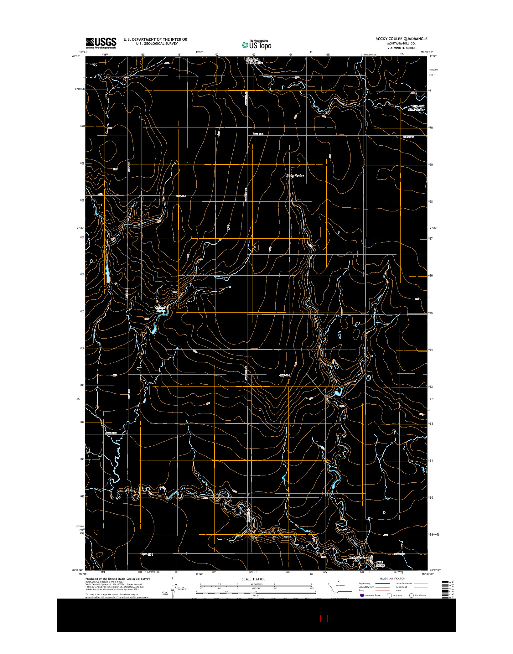 USGS US TOPO 7.5-MINUTE MAP FOR ROCKY COULEE, MT 2014