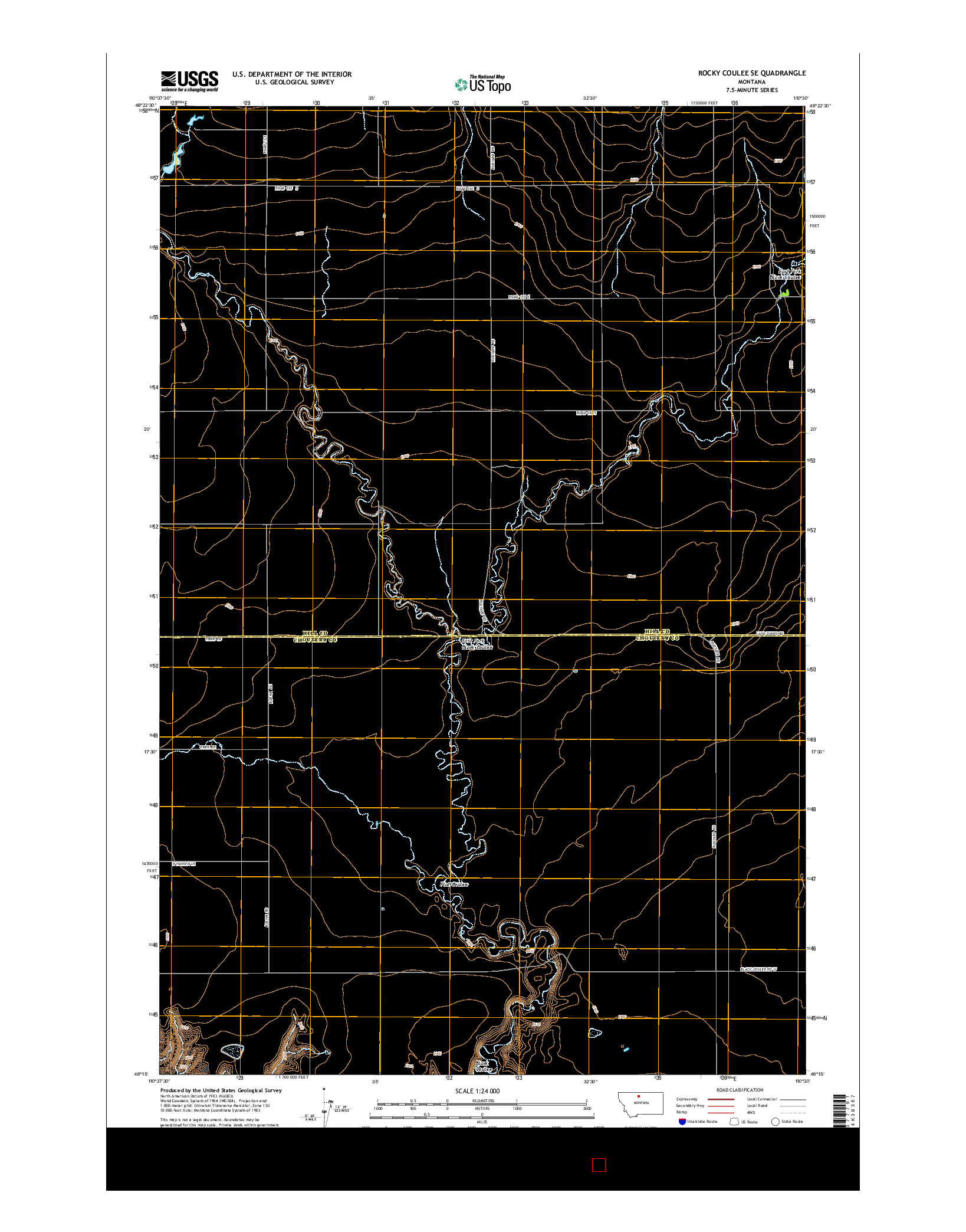 USGS US TOPO 7.5-MINUTE MAP FOR ROCKY COULEE SE, MT 2014