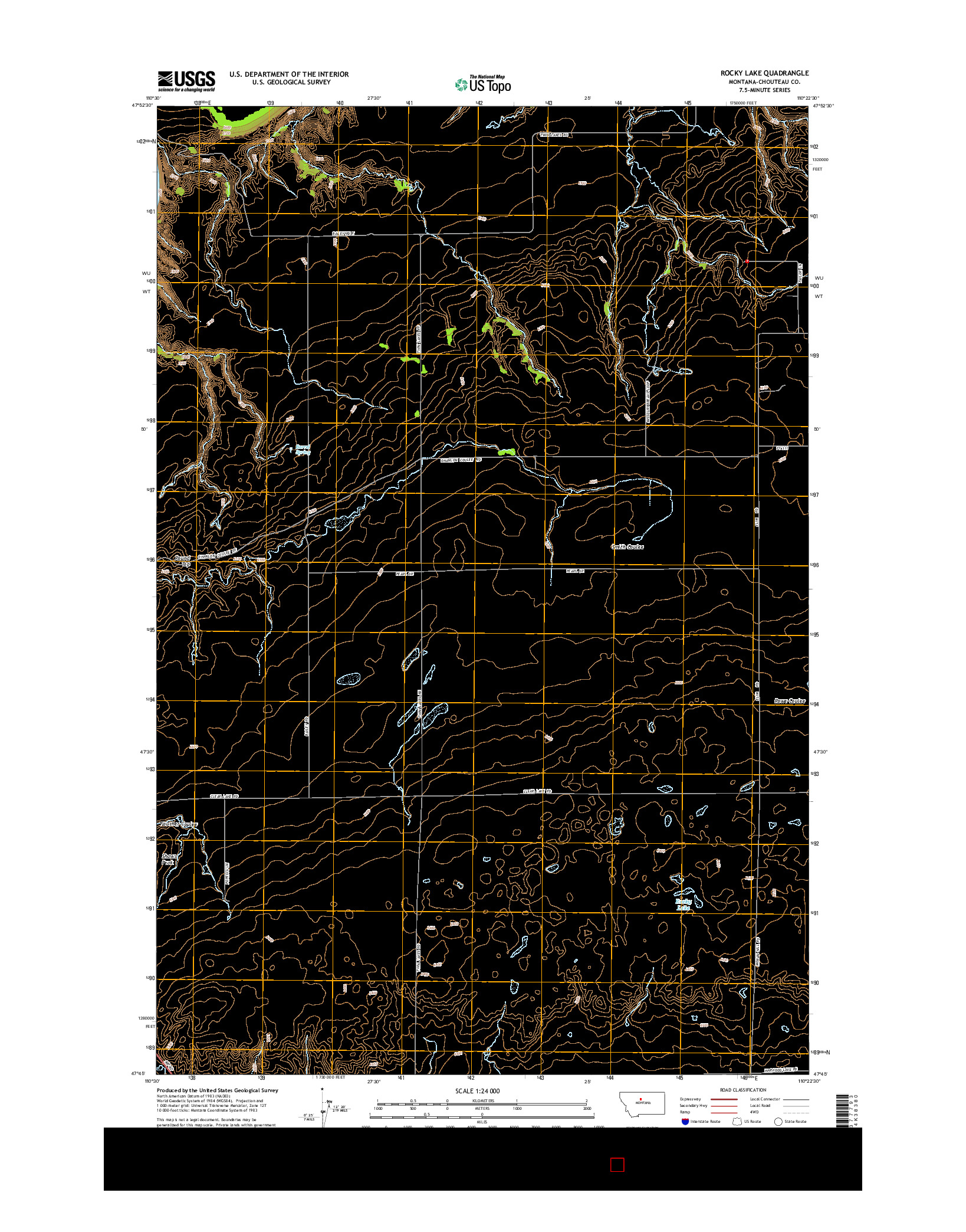USGS US TOPO 7.5-MINUTE MAP FOR ROCKY LAKE, MT 2014