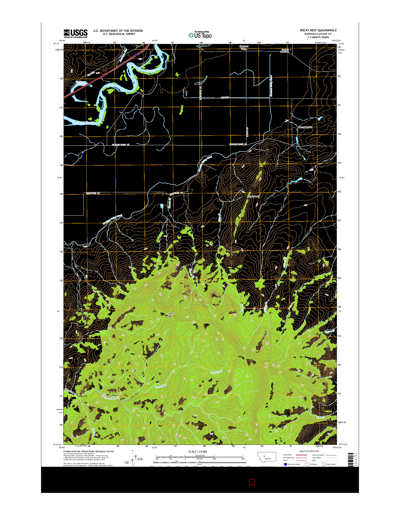 USGS US TOPO 7.5-MINUTE MAP FOR ROCKY REEF, MT 2014