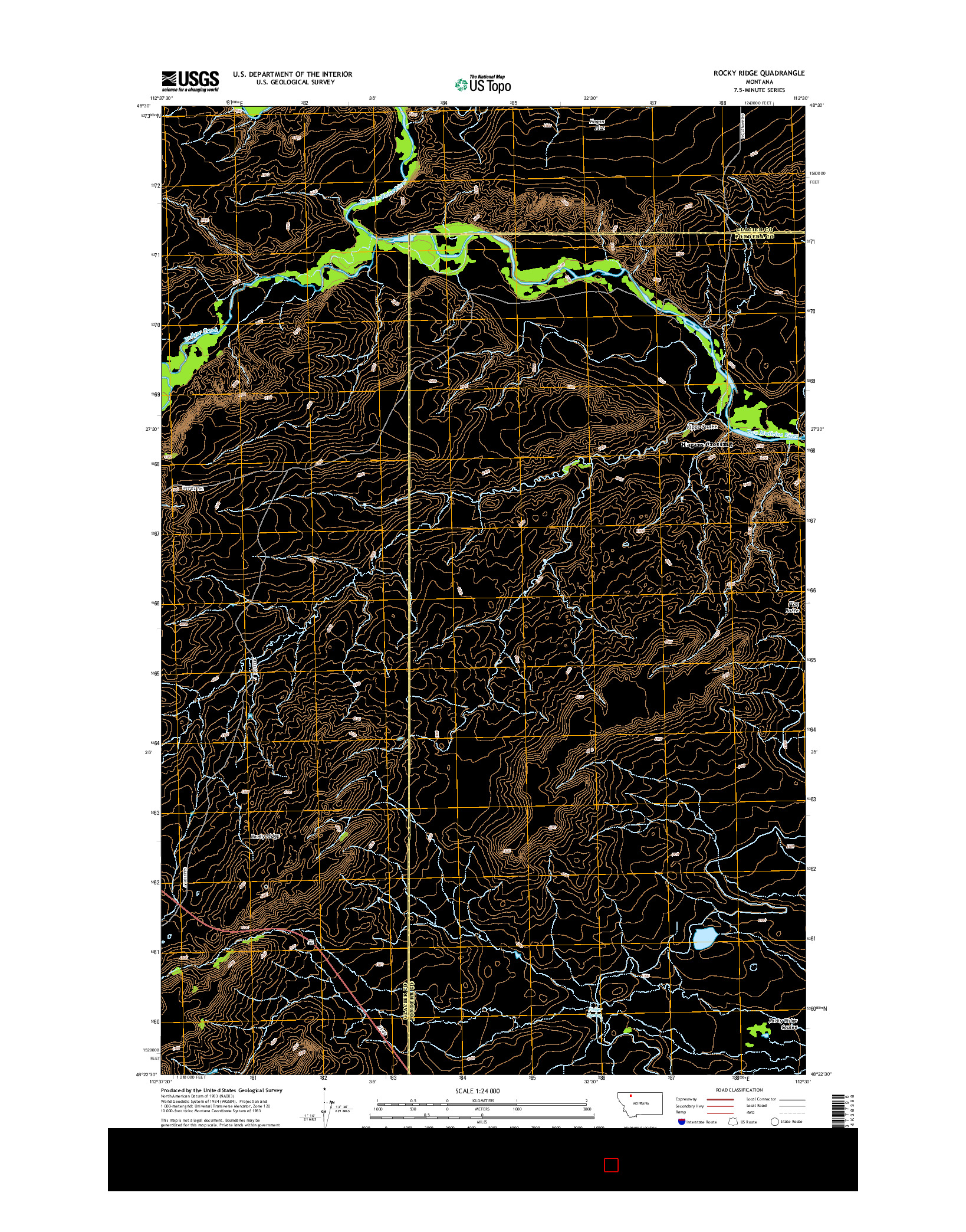 USGS US TOPO 7.5-MINUTE MAP FOR ROCKY RIDGE, MT 2014
