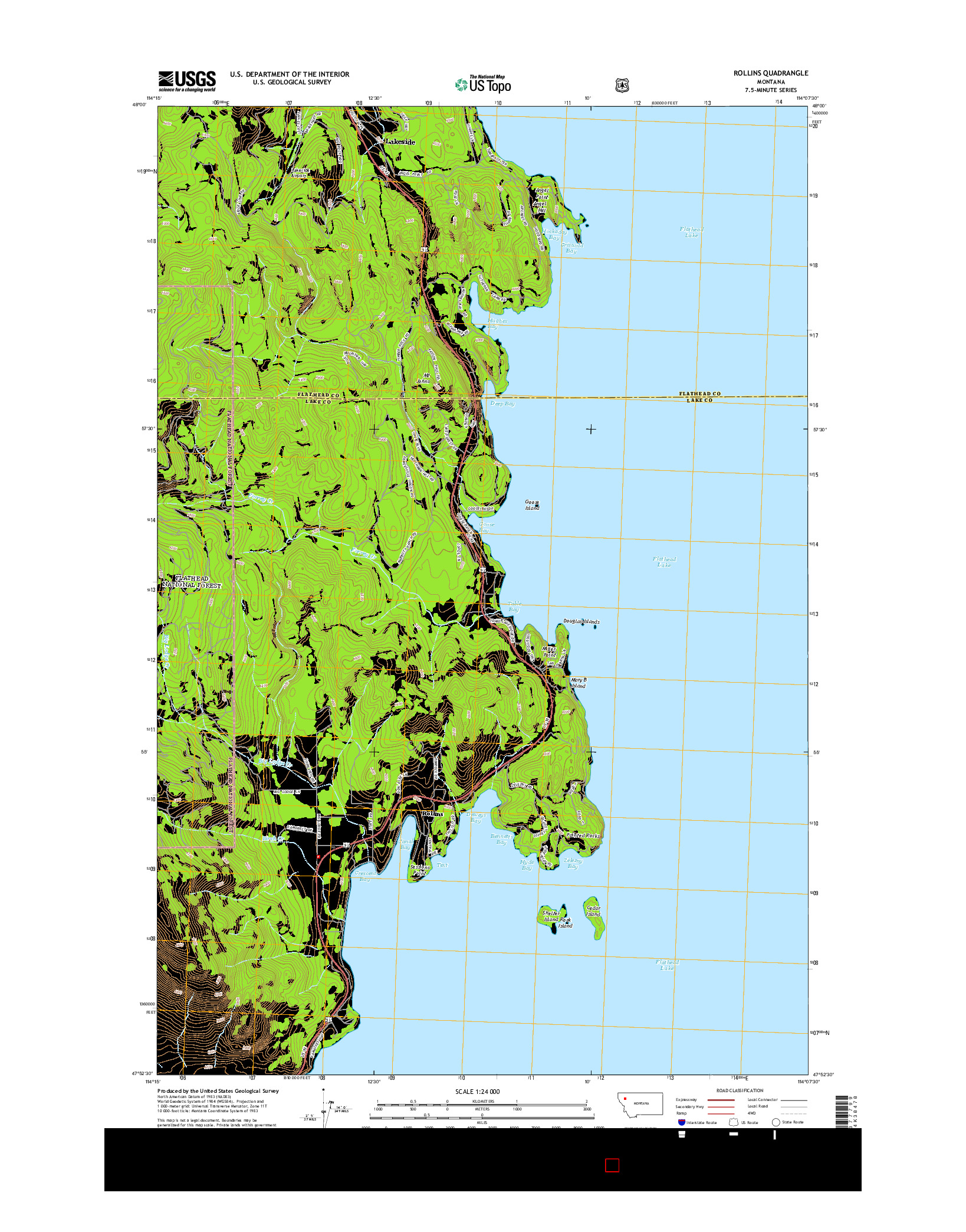 USGS US TOPO 7.5-MINUTE MAP FOR ROLLINS, MT 2014