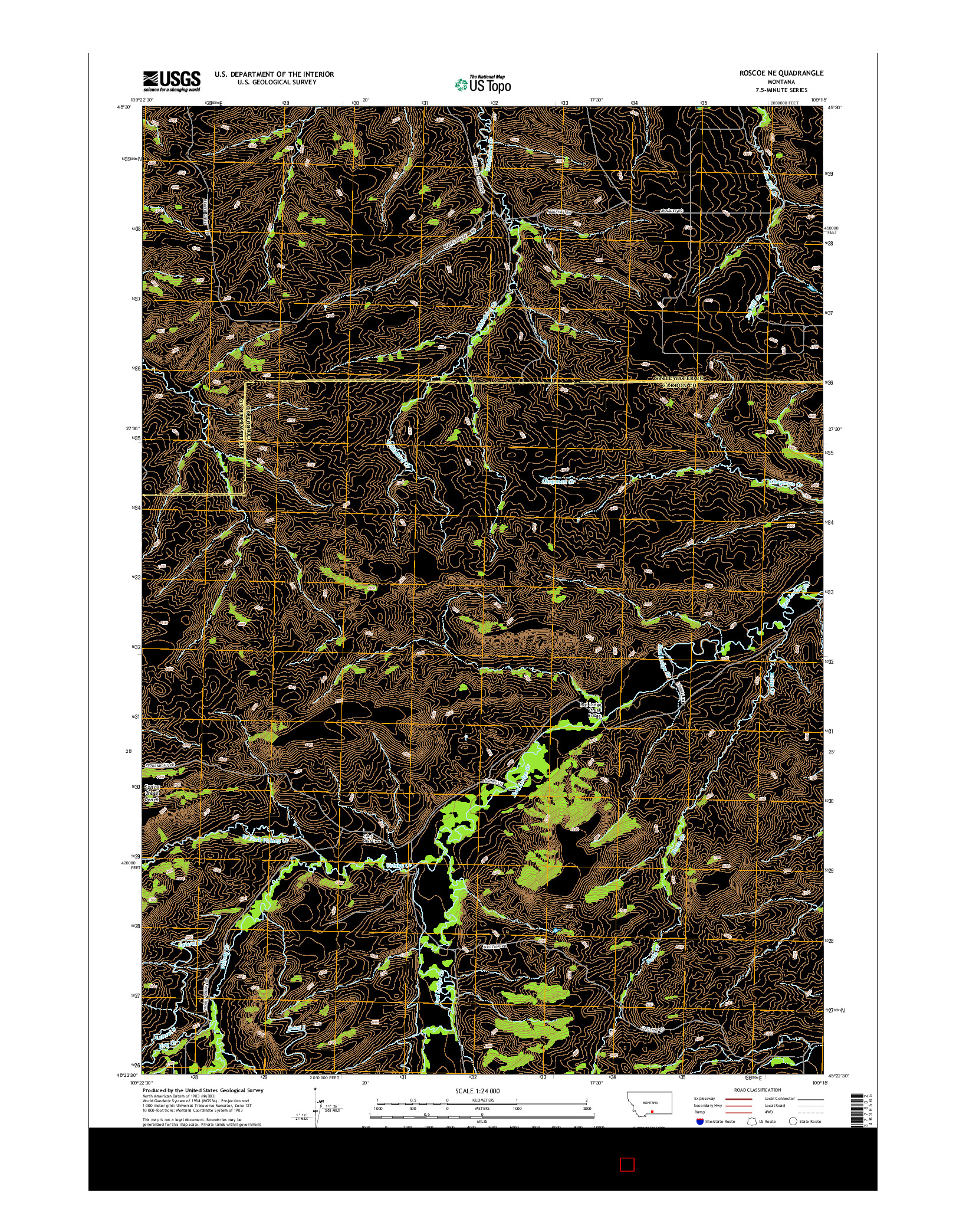 USGS US TOPO 7.5-MINUTE MAP FOR ROSCOE NE, MT 2014