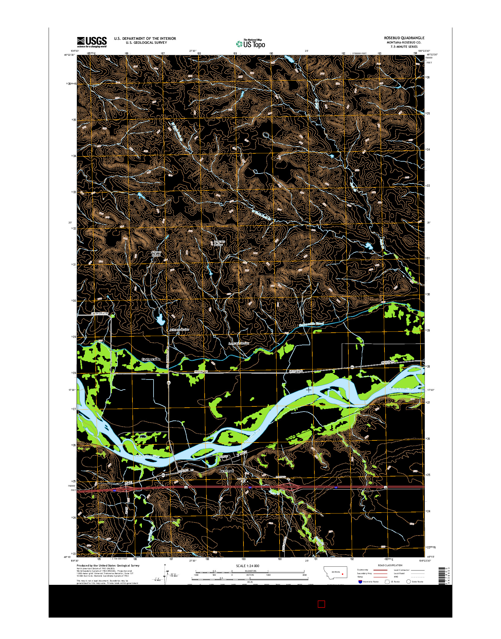 USGS US TOPO 7.5-MINUTE MAP FOR ROSEBUD, MT 2014