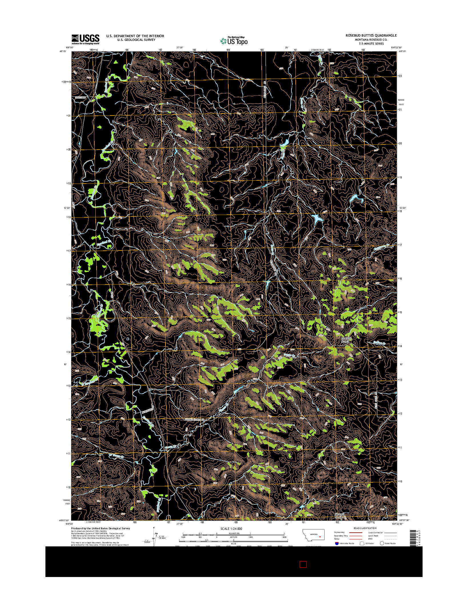 USGS US TOPO 7.5-MINUTE MAP FOR ROSEBUD BUTTES, MT 2014