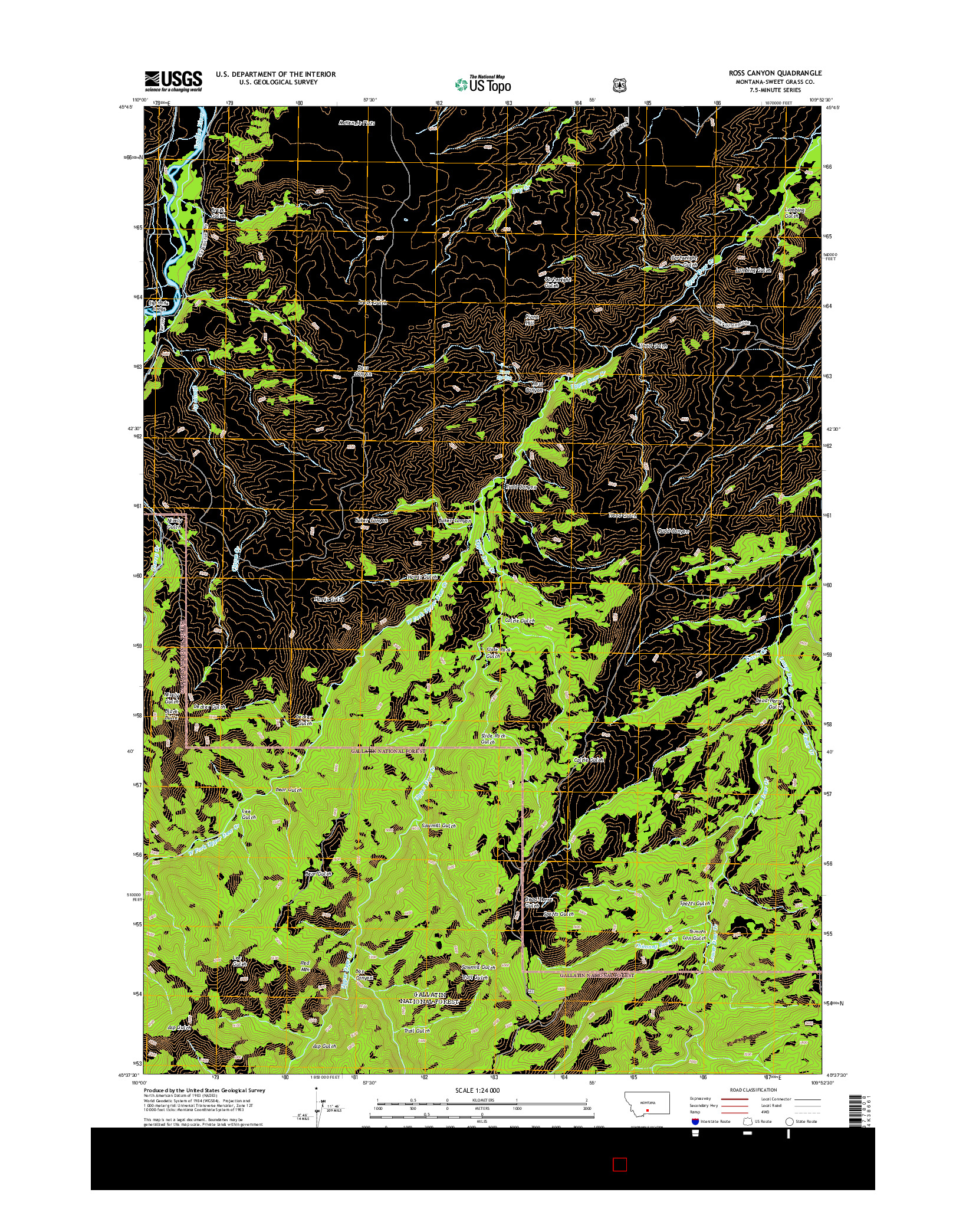 USGS US TOPO 7.5-MINUTE MAP FOR ROSS CANYON, MT 2014