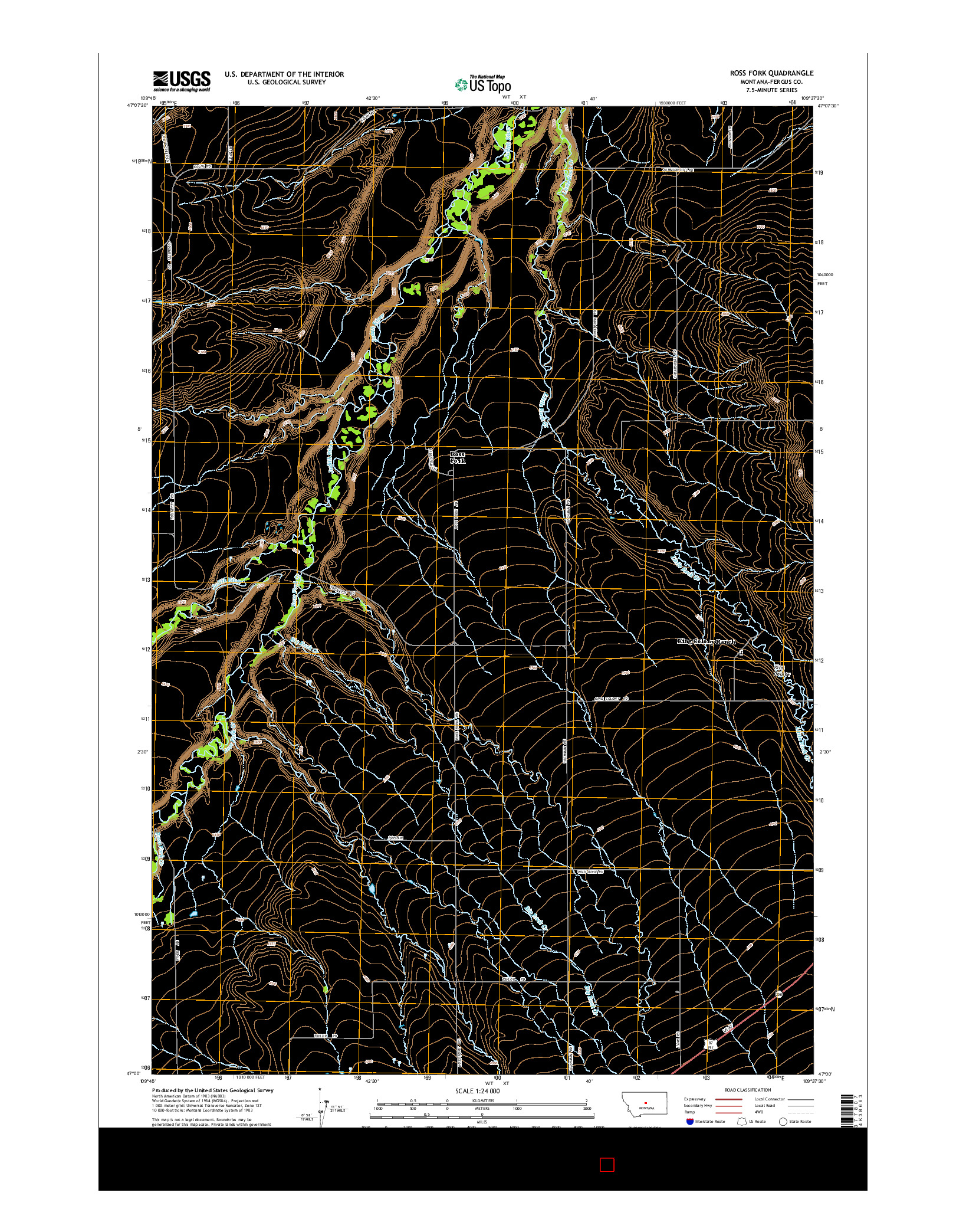 USGS US TOPO 7.5-MINUTE MAP FOR ROSS FORK, MT 2014