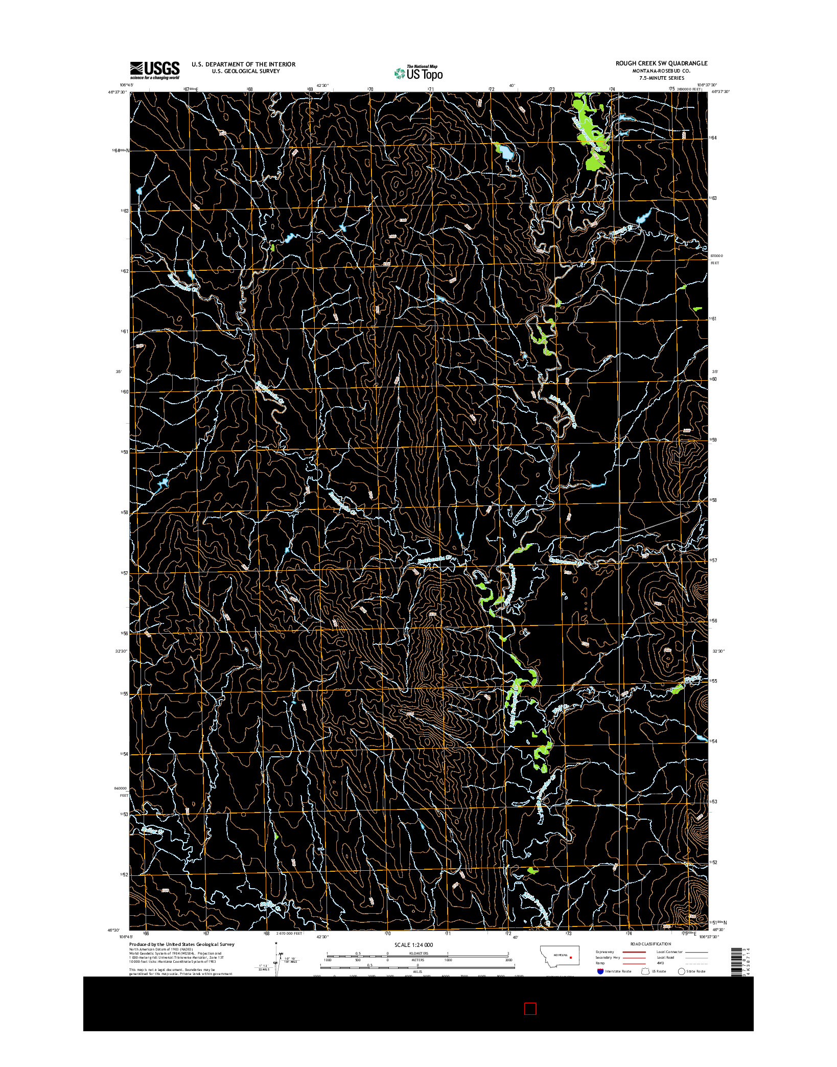 USGS US TOPO 7.5-MINUTE MAP FOR ROUGH CREEK SW, MT 2014