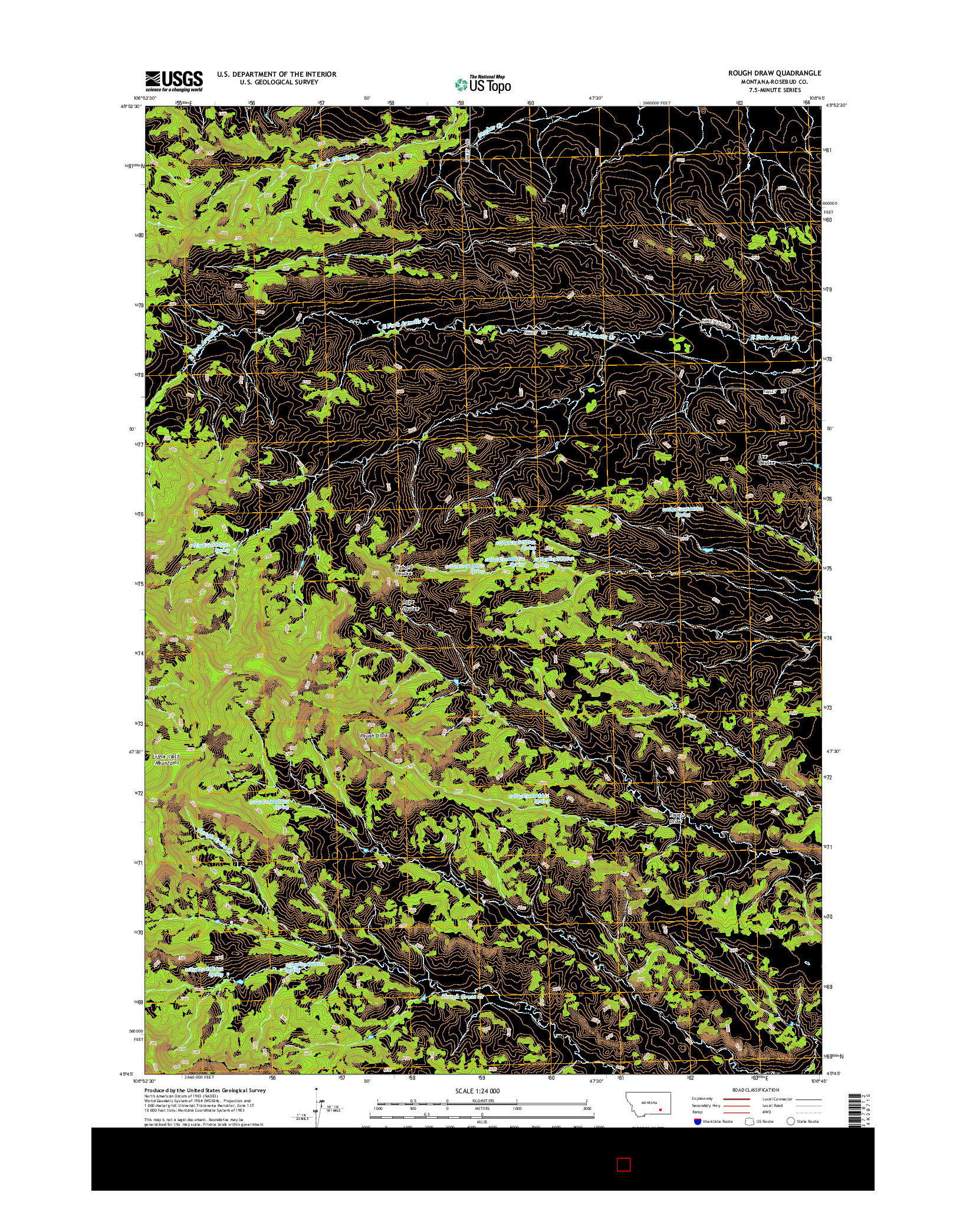 USGS US TOPO 7.5-MINUTE MAP FOR ROUGH DRAW, MT 2014