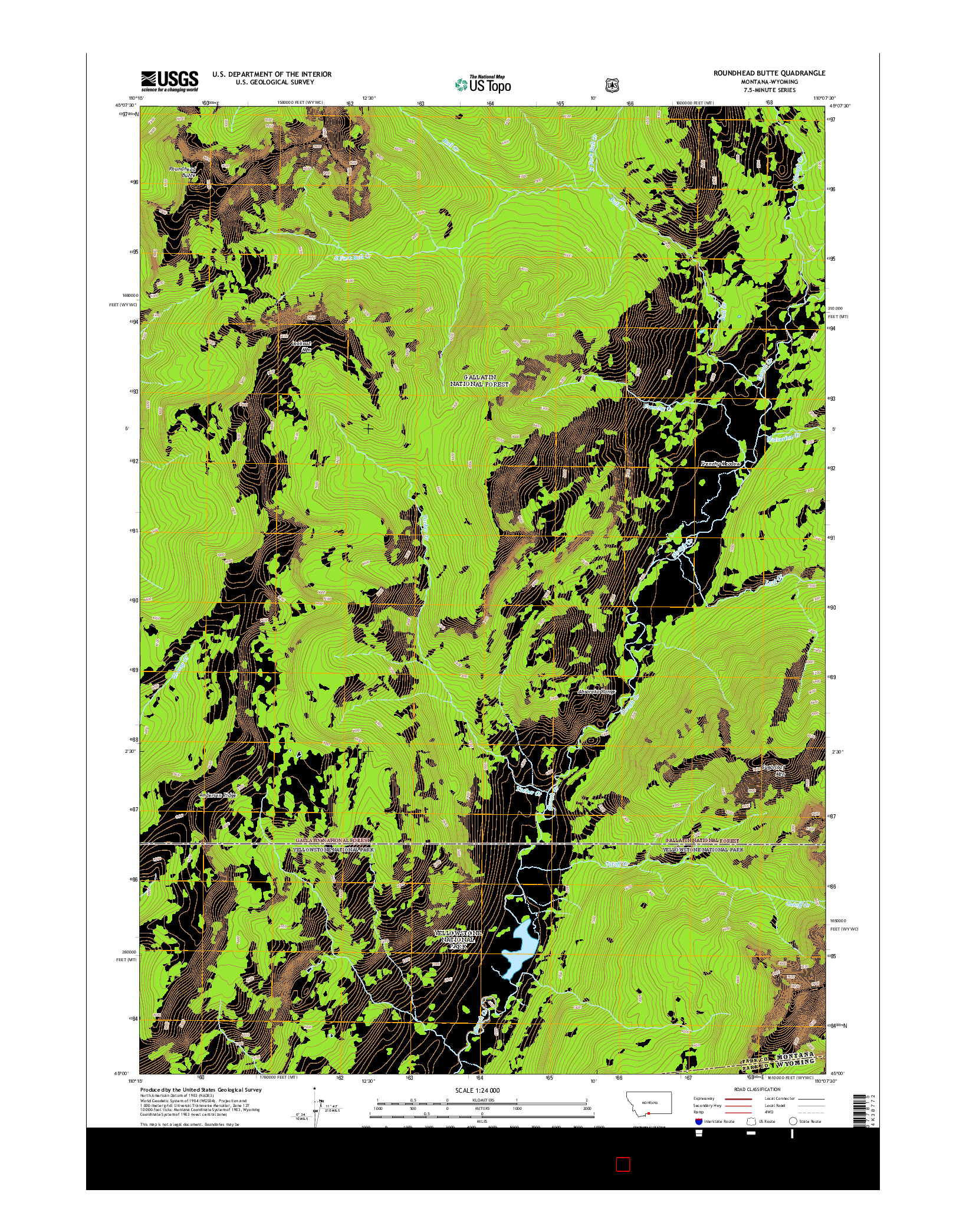 USGS US TOPO 7.5-MINUTE MAP FOR ROUNDHEAD BUTTE, MT-WY 2014
